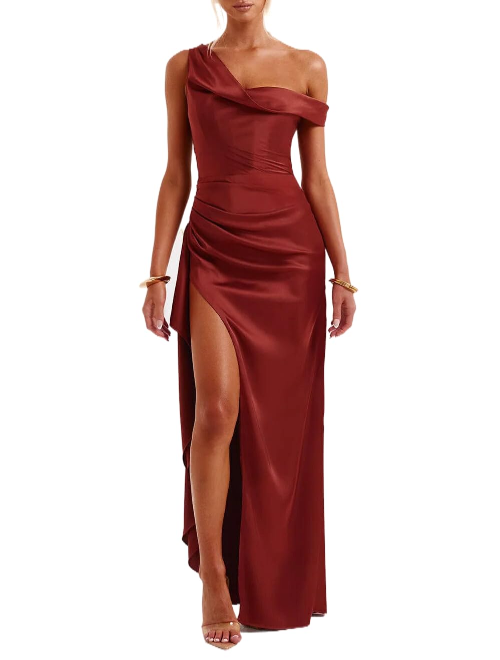 Vestido De Convidado De Casamento Alphirkut Satin Long Prom Rust Us 8