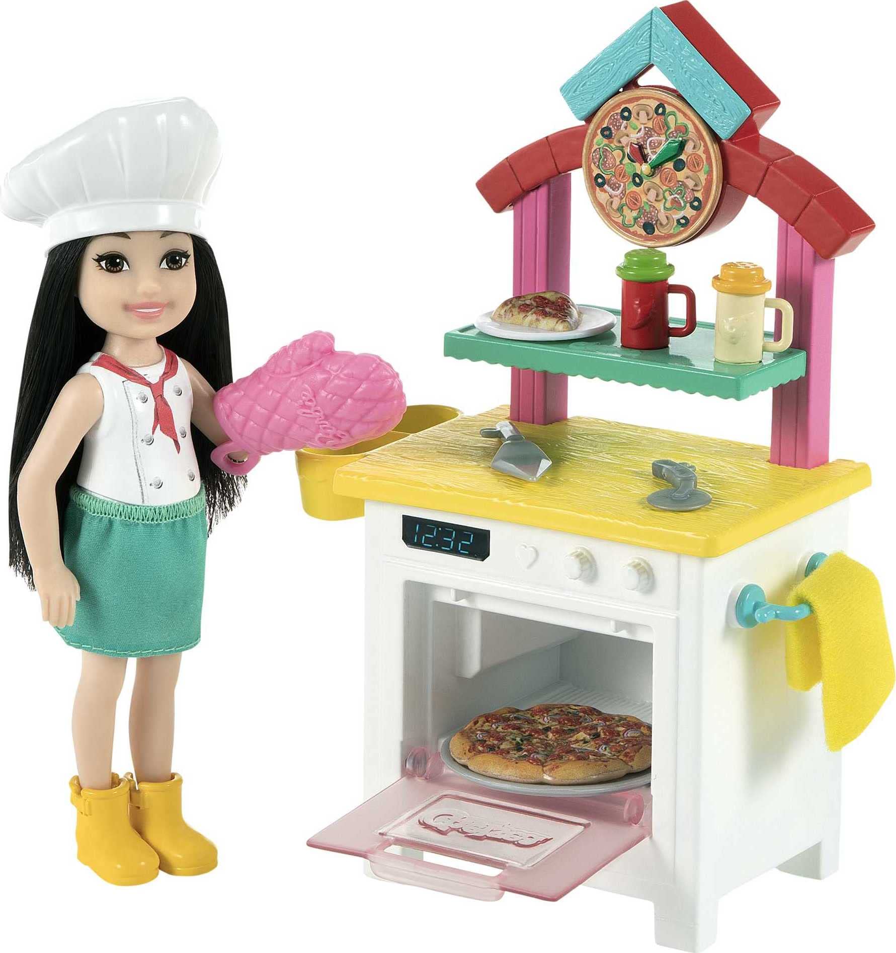 Playset Barbie Chelsea Pode Ser Doll Brunette Pizza Chef