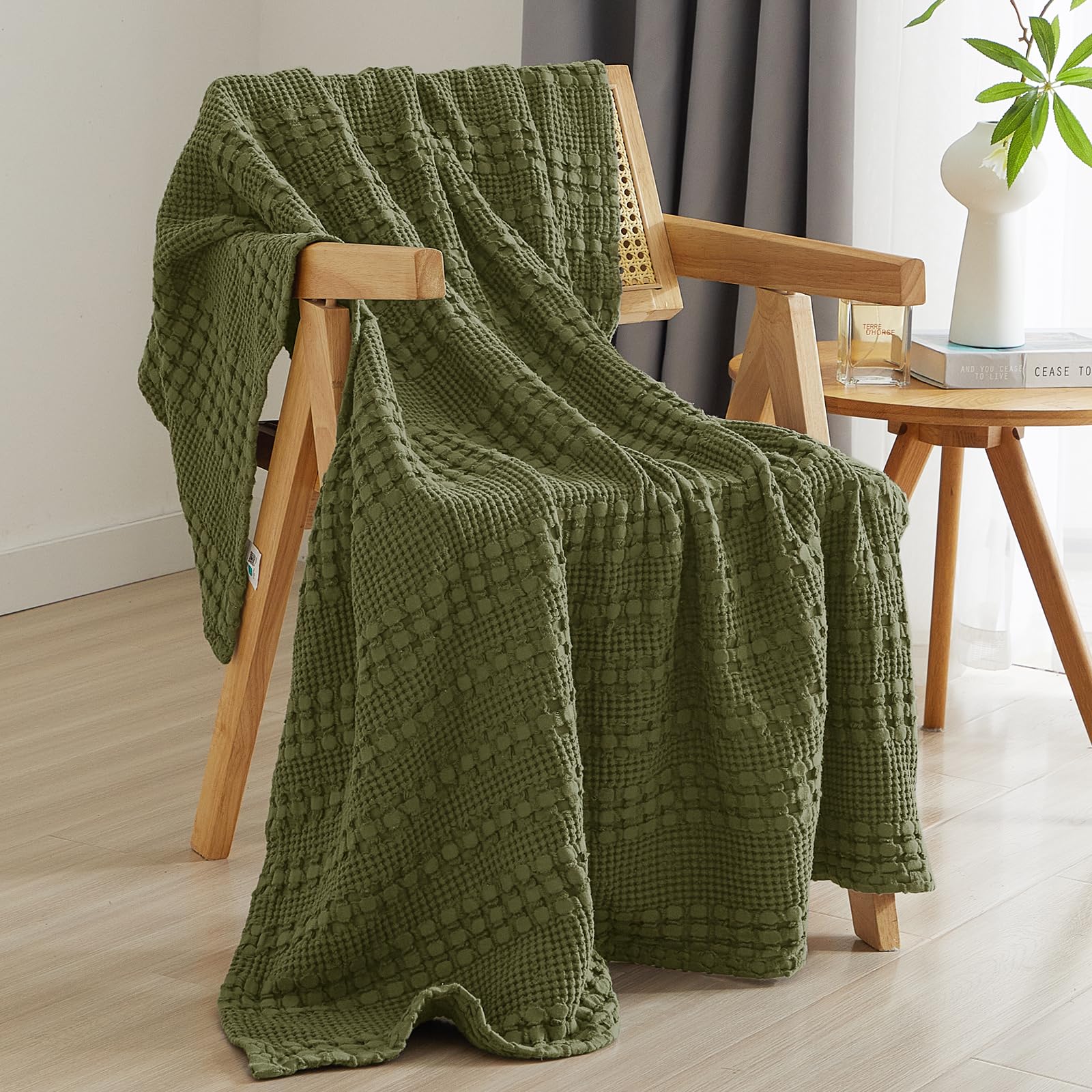 Cobertor Phf 100% Algodão Waffle Weave 130x150cm Capulet Olive
