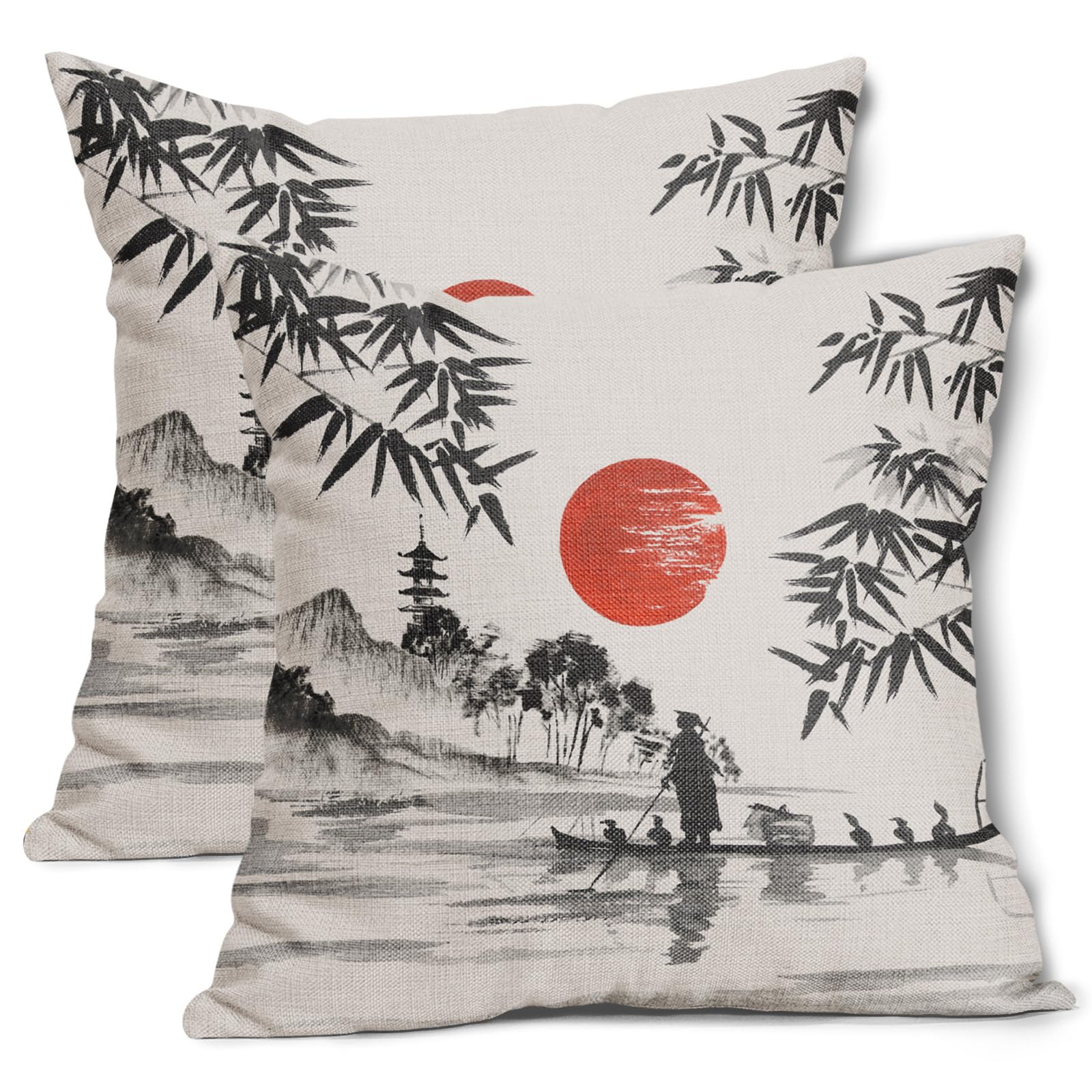 Conjunto De Capas De Almofada Aportt Japanese Oriental Painting 55x55cm