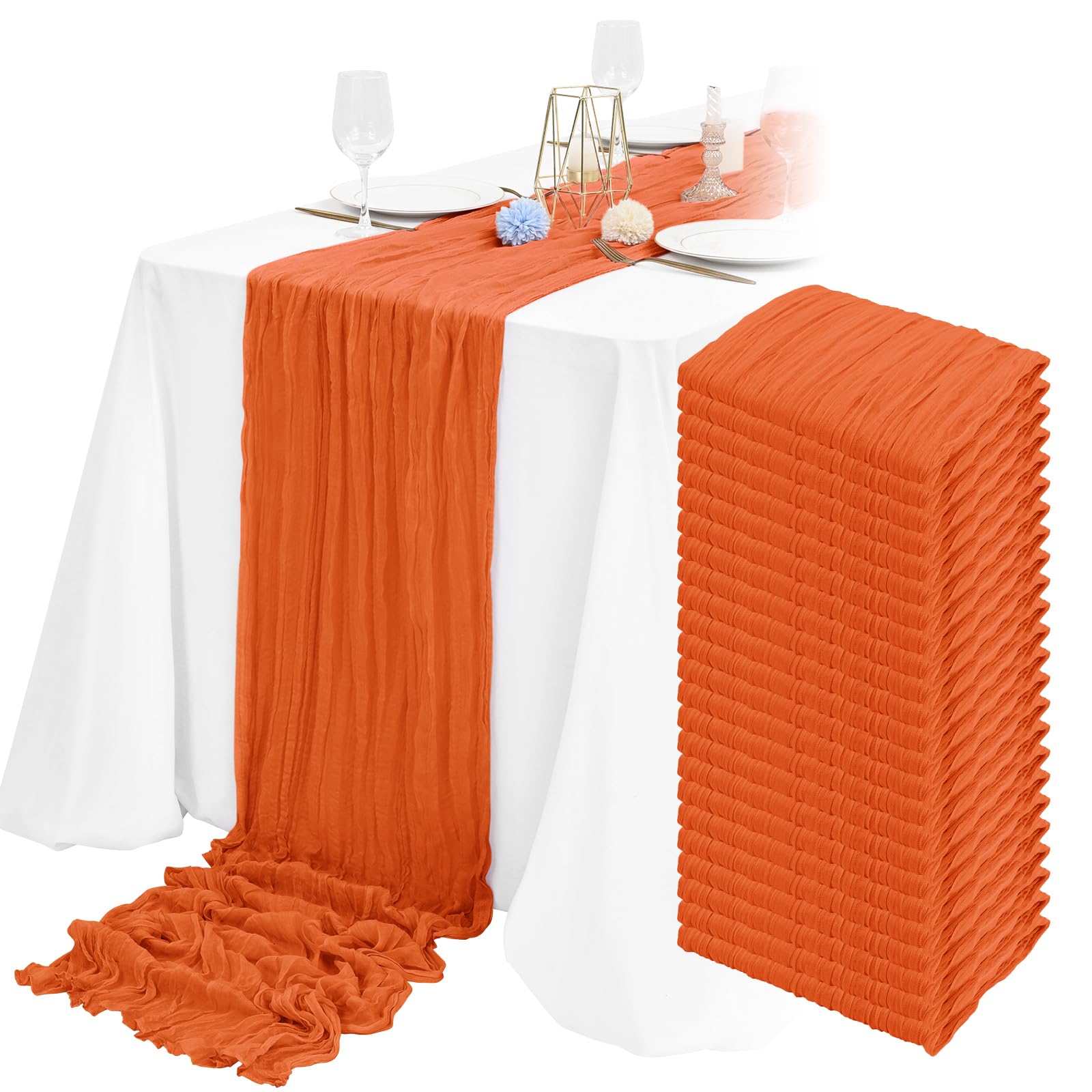 Pano De Algodão Table Runner Tomeurperf Laranja 50x300cm, Pacote Com 24