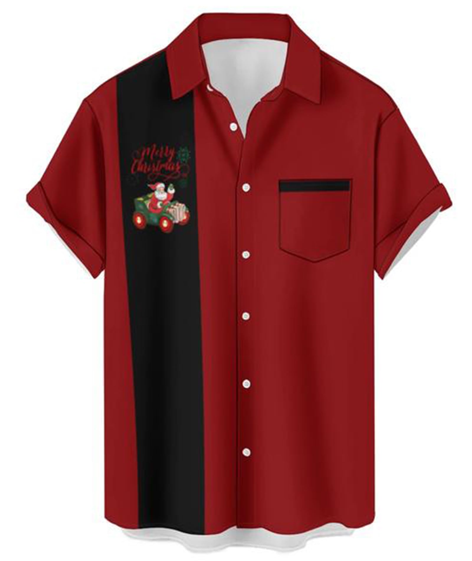 Camisa De Boliche Curbodo Santa 04 Para Homens De Manga Curta Havaiana