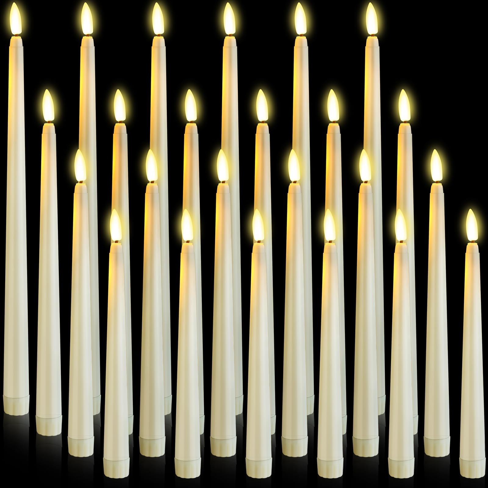 Velas Cônicas De Led Sem Chama Rossesay 24 Unidades De Marfim Com Baterias