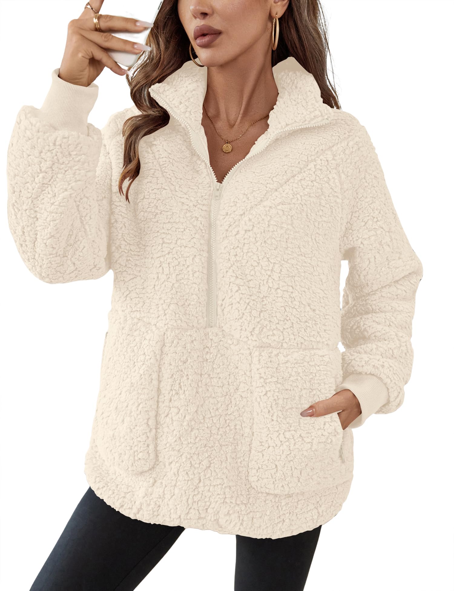 Moletom Rapbin Fuzzy Sherpa, Casaco De Lapela Com Bolsos