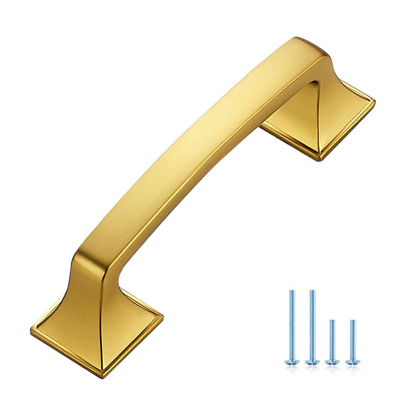 Cabinet Pulls Ravinte Solid De 7,62 Cm Gold Arch Kitchen, Pacote Com 10