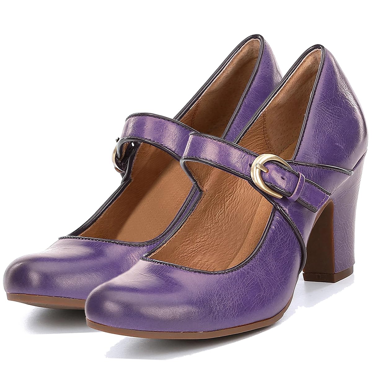 Sapatos Shodense Vintage Block De Salto Alto Mary Jane Pumps Femininos
