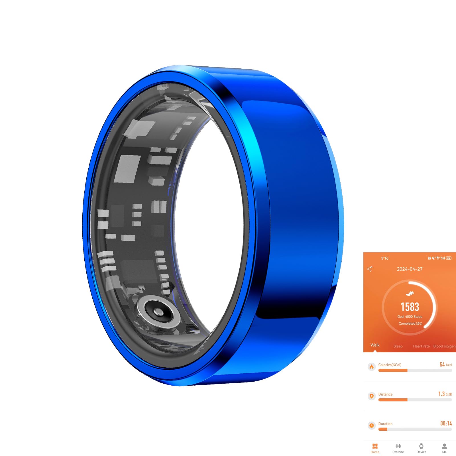 Monitor De Sono Smart Ring Genxenon Fitness Tracker Azul