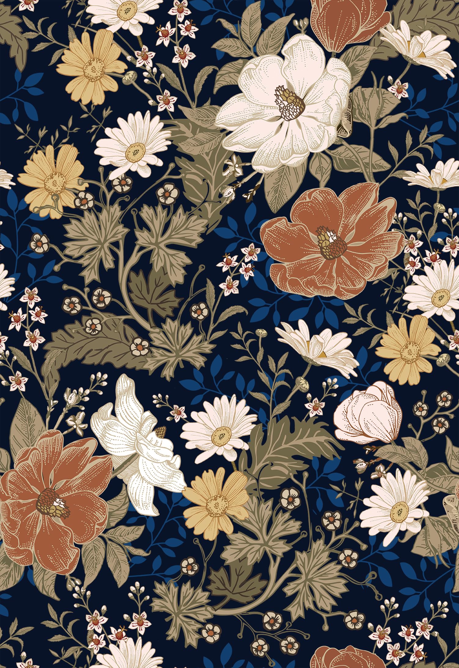Papel De Parede Simon&amp;siff Vintage Floral Peel And Stick Blue