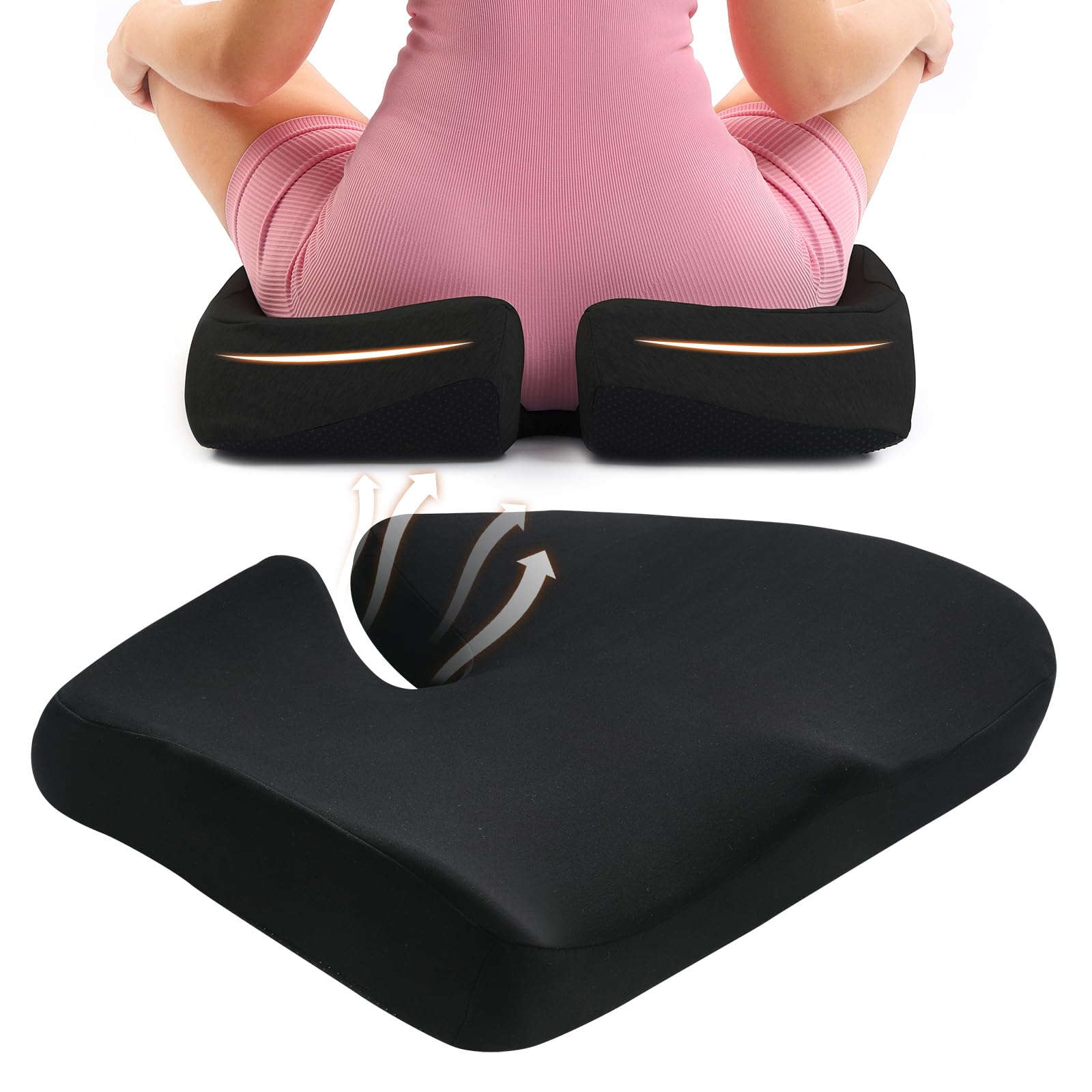 Almofada De Assento Bszxd Extra Large Memory Foam Preta