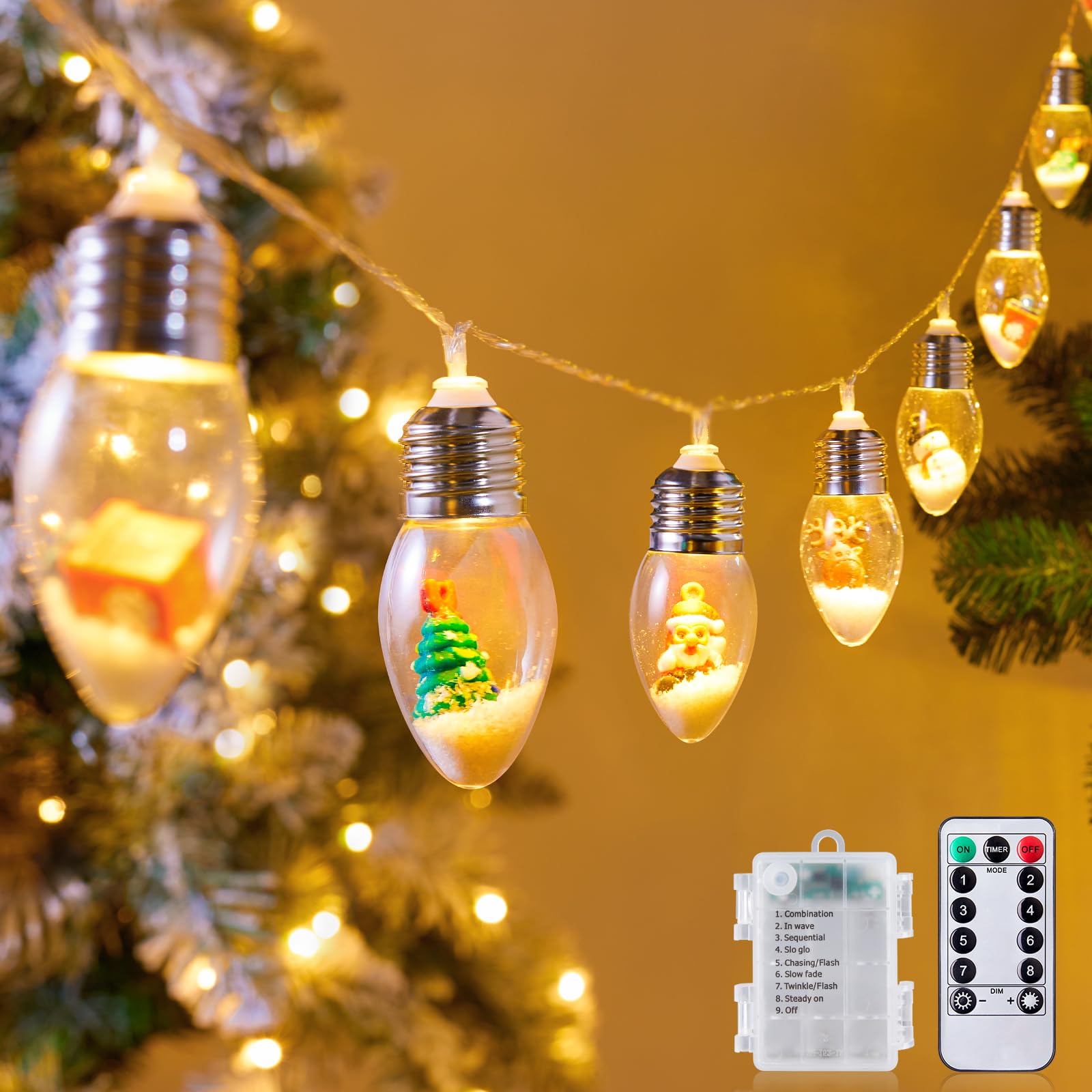 Globo De Neve De Natal Lights Brightown 7,5 Pés Com Papai Noel E Presente