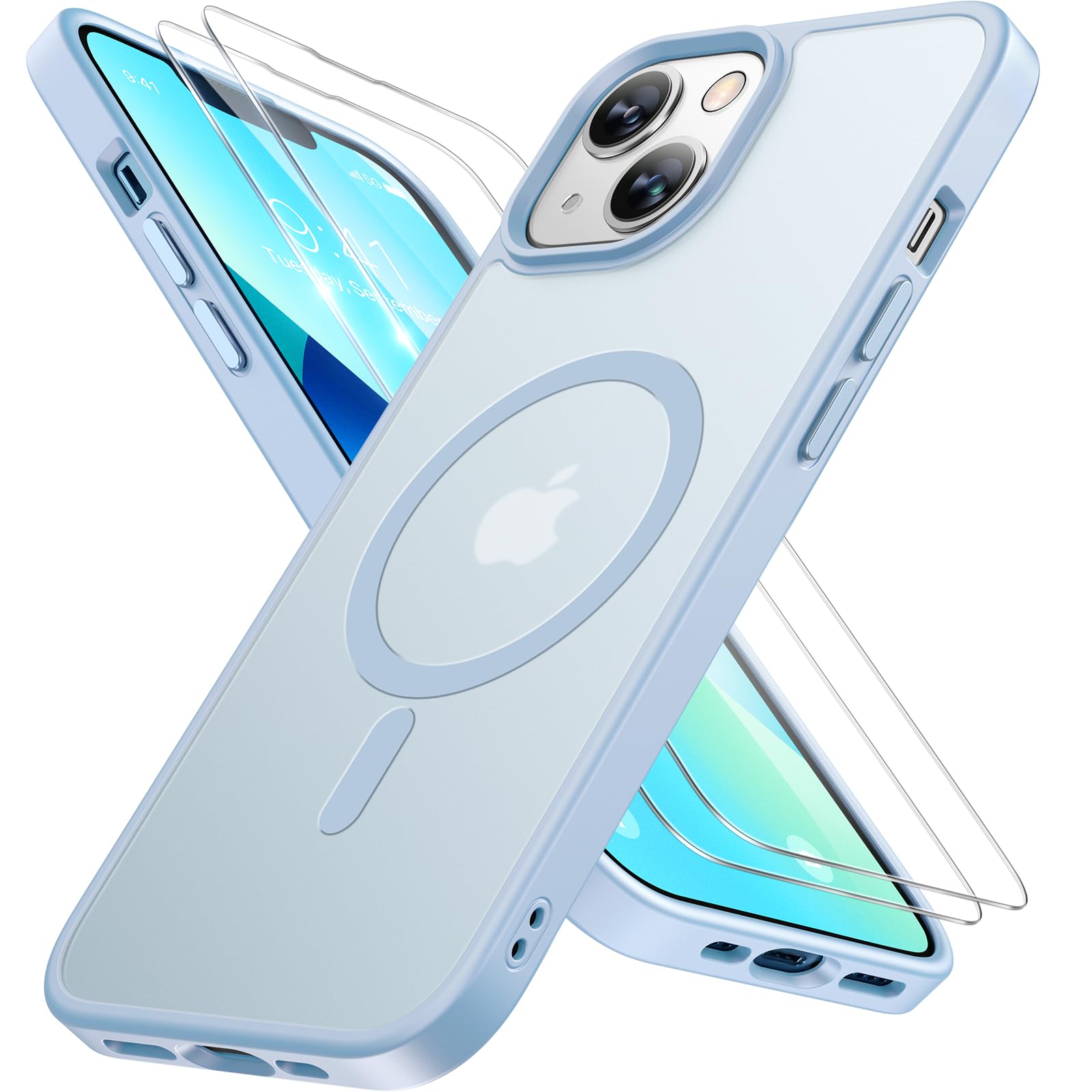 Capa De Telefone Miracase Magnetic Series Para Iphone 13 Azul Claro