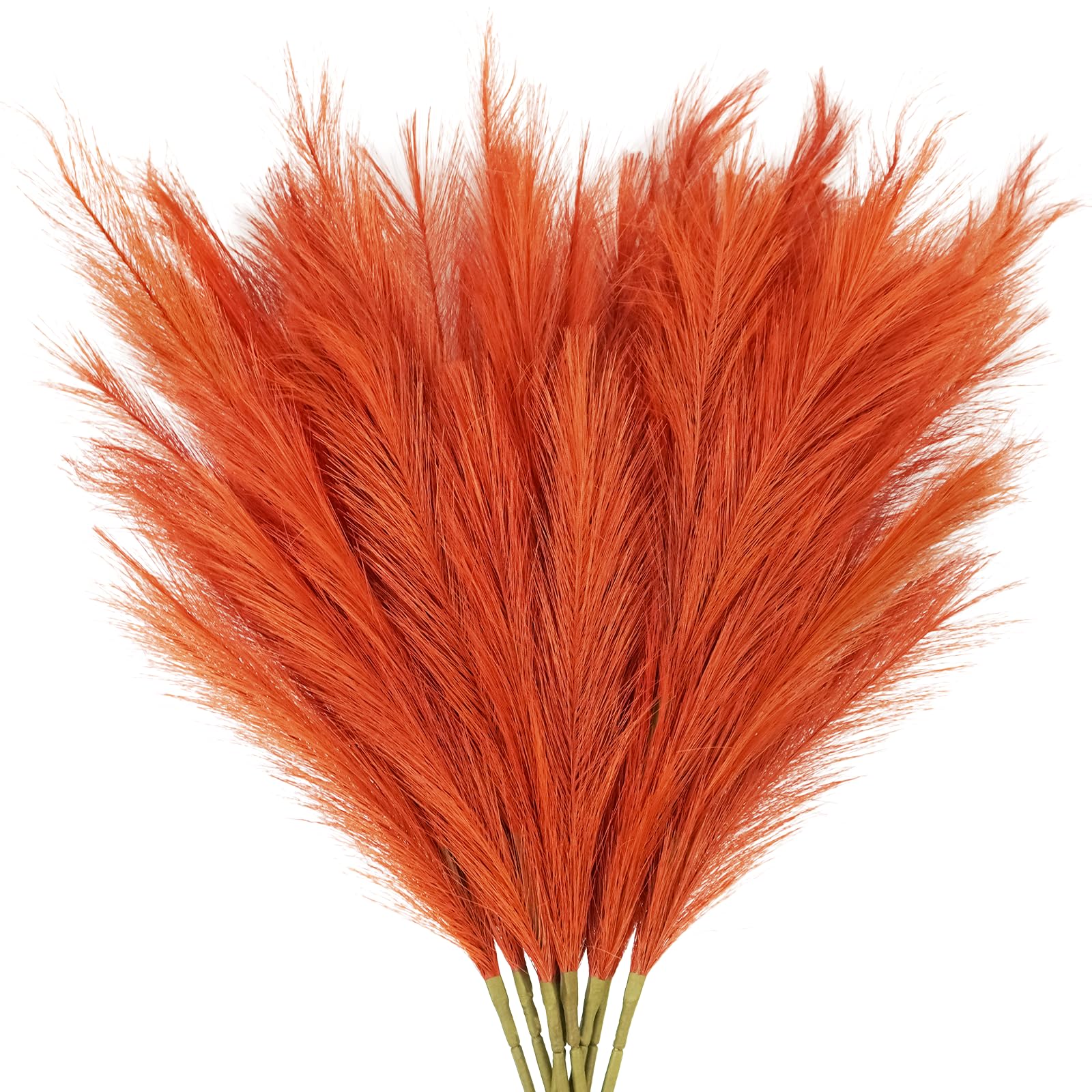 Capim-dos-pampas Artificiais, Obbsie, Laranja, 8 Peças, 90 Cm De Altura