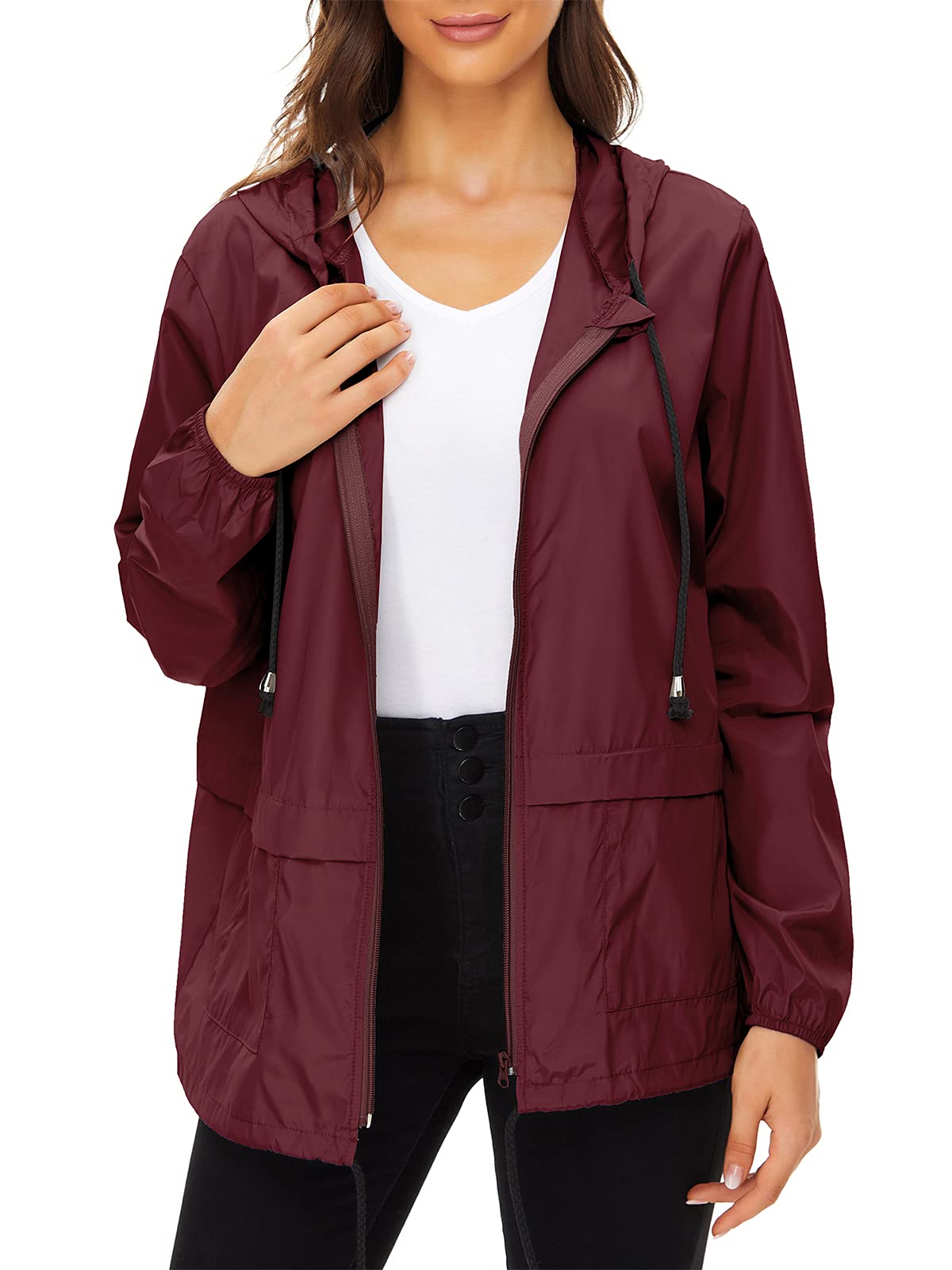 Jaqueta De Chuva Century Star Plus Size Para Mulheres Wine Red S
