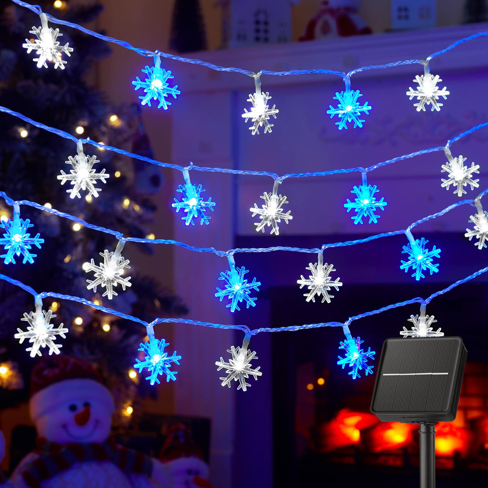 Luzes Solares De Natal Snowflake String Lights Brightown 100 Led