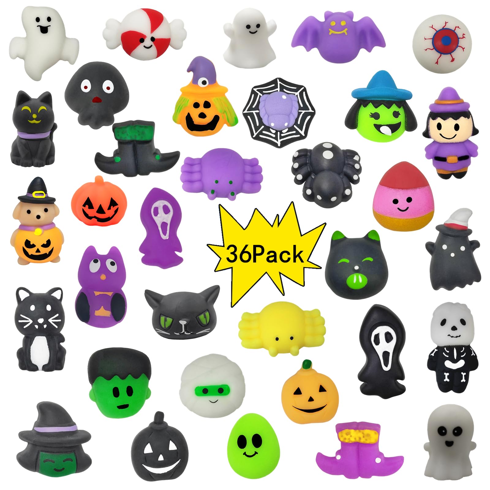 Pacote Com 36 Brinquedos Para Alívio Do Estresse Mochi Squishy Ganjiang Halloween