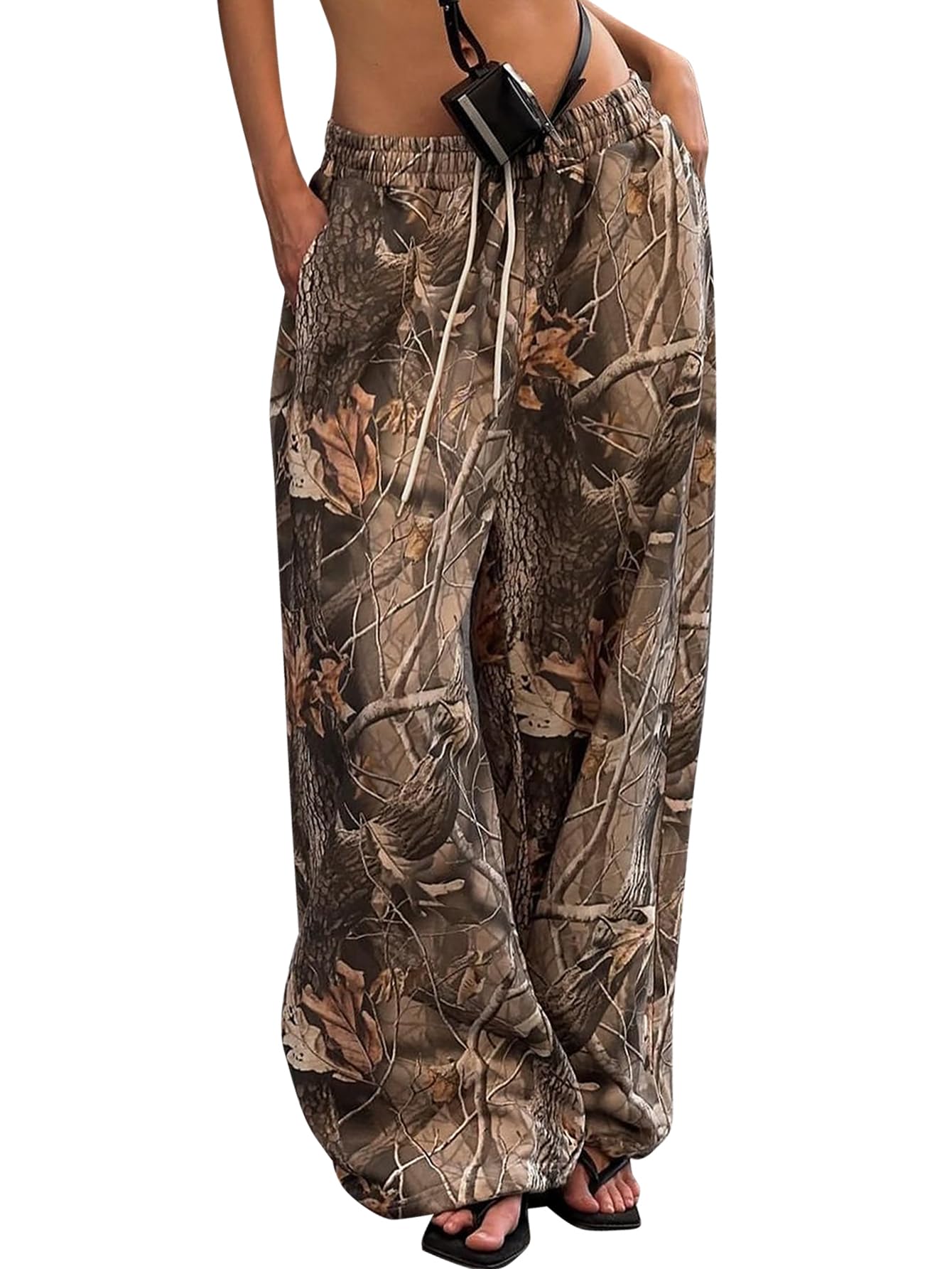 Camo Pants Ykr Y2k Camouflage Wide Leg Sweatshirt Para Mulheres