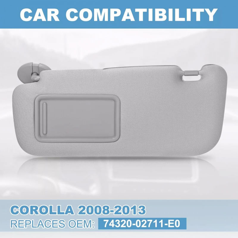 Viseira Sunshade Lado Esquerdo Para Toyota Corolla 2008-2013