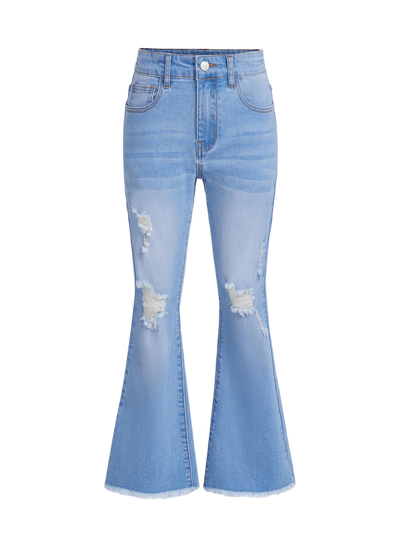 Jeans Milumia Girl's Ripped Flare Bell Com Cintura Alta 13y