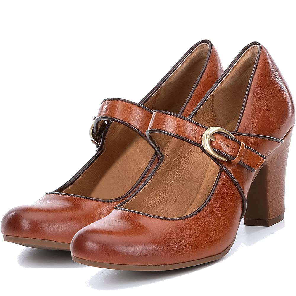 Sapatos Shodense Vintage De Salto Alto E Robusto Mary Jane Orange