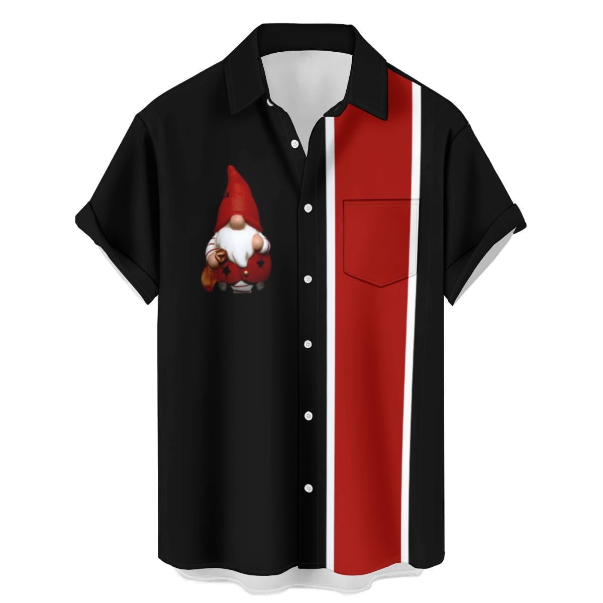 Camisa De Boliche Com Estampa Masculina De Natal Com Tema De Papai Noel