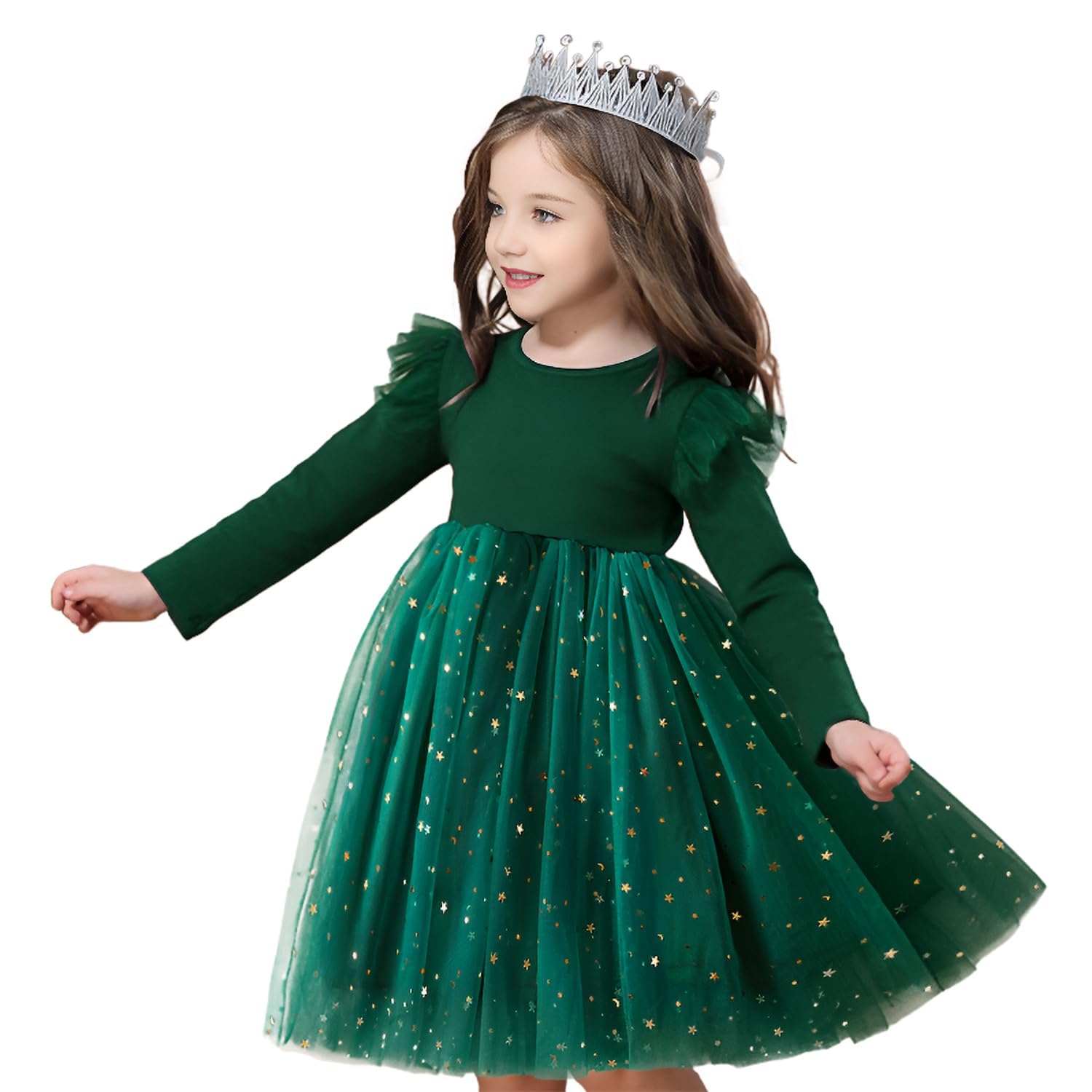 Vestido De Princesa Hnxdyy Little Girl Tule Stars Green 5-6 Anos