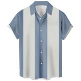 Camisa De Boliche Curbodo Estilo Havaiano Retrô Para Homens Azul Claro