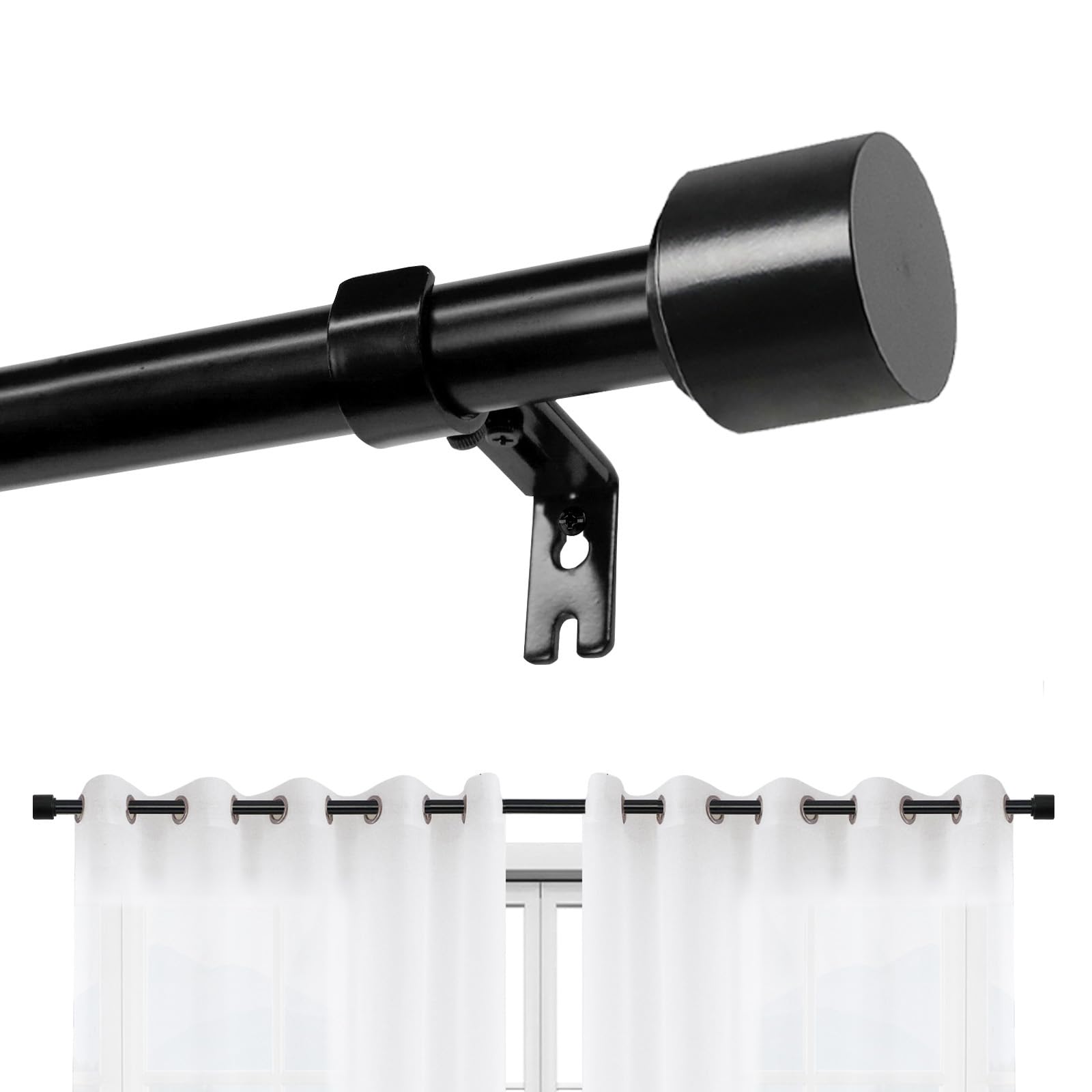 Varão De Cortina Joydeco Modern Adjustable 81-427 Cm Black Metal