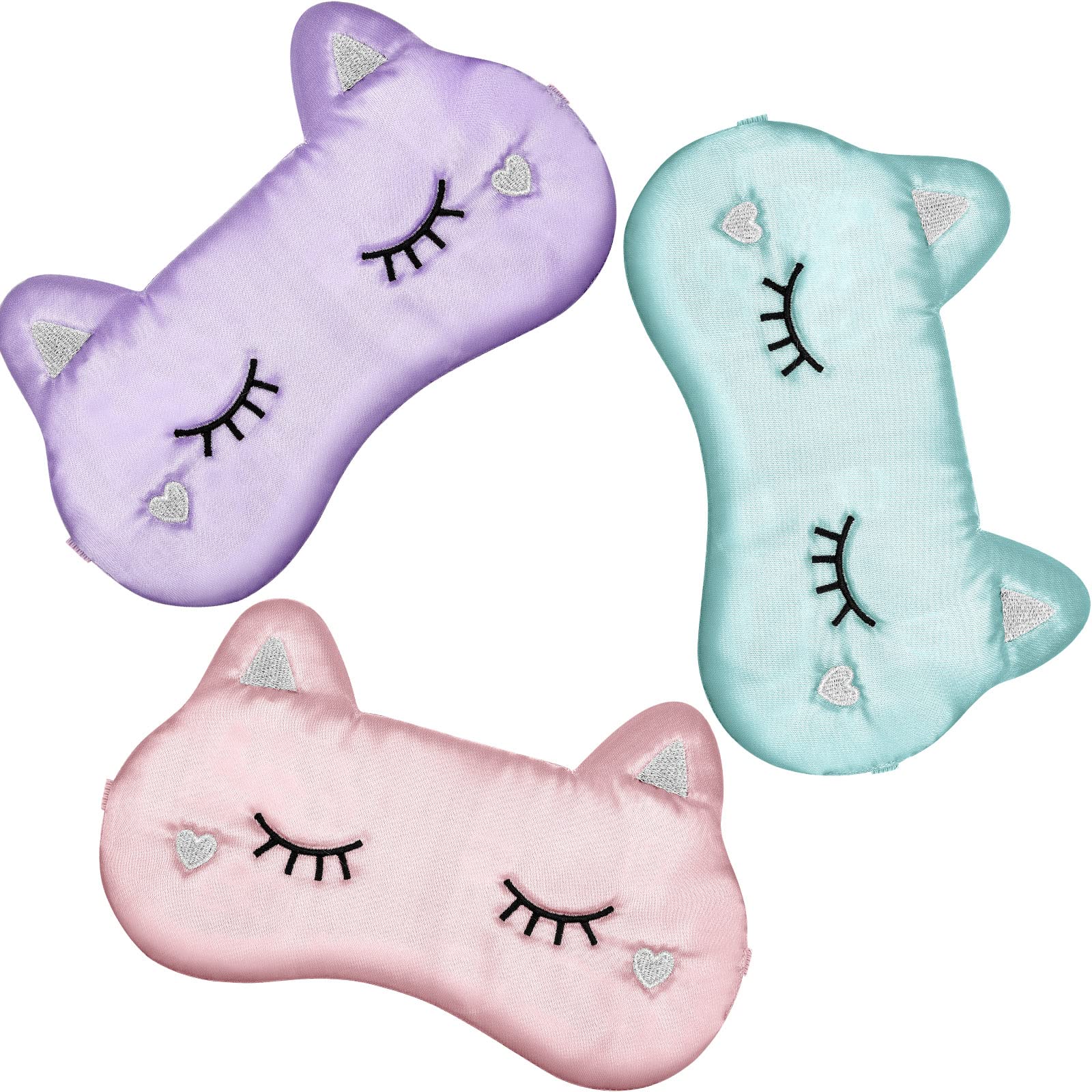 Máscara De Olhos Haysandy Cute Cartoon Dog Silk Cat Para Dormir 3 Unidades