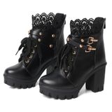 Botas Foreada Goth Chunky Heel Ankle Combat Boots Femininas