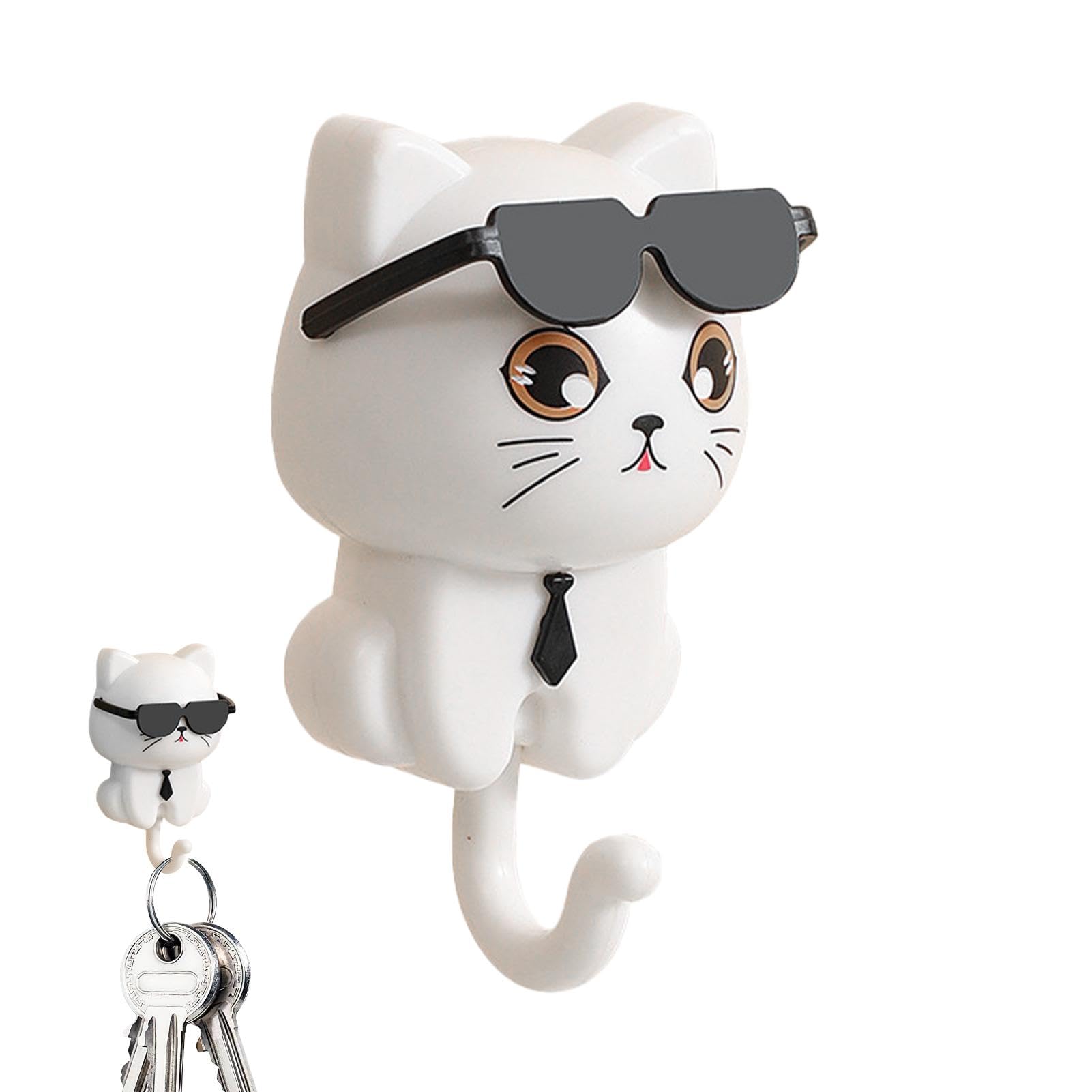 Cat Key Hook Lafande Cute Cat Em Óculos De Sol Para Decoração De Parede