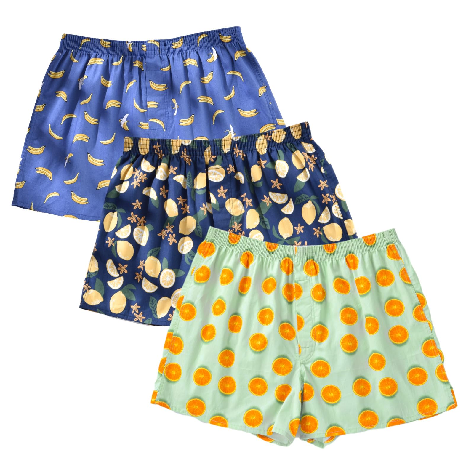 Shorts Boxer Masculinos Cinvik De Algodão Folgado Com Bolsos, Pacote Com 3 Unidades