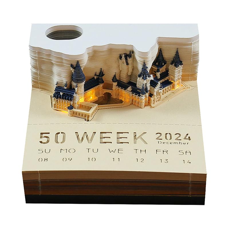 Calendário De Mesa Fublazeze 2024 3d Paper Art Memo Pad Com Luz Led