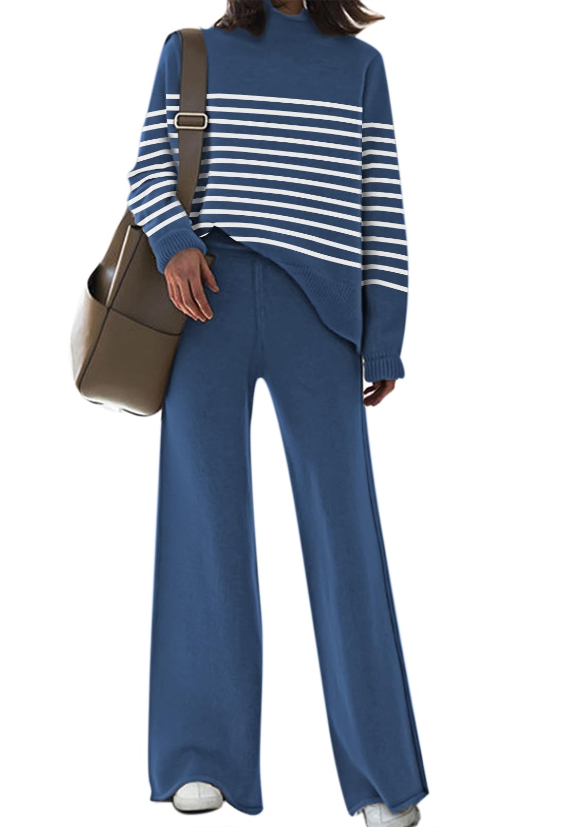 Conjunto De Roupas: Suéter Feminino De Manga Comprida E Calça Aohite