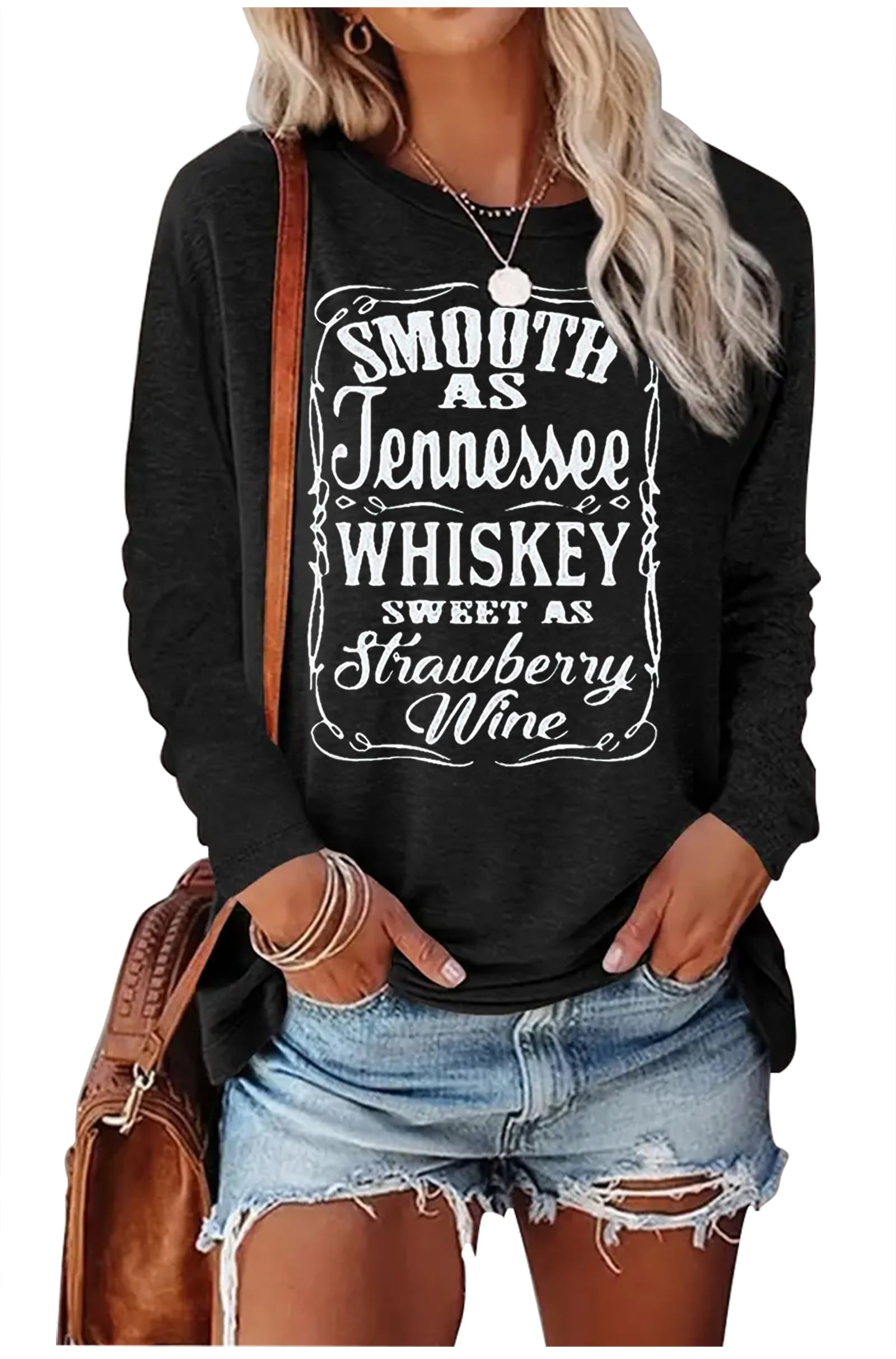 Camiseta Chuntianran Tennessee Whiskey Para Mulheres - Preta (s)
