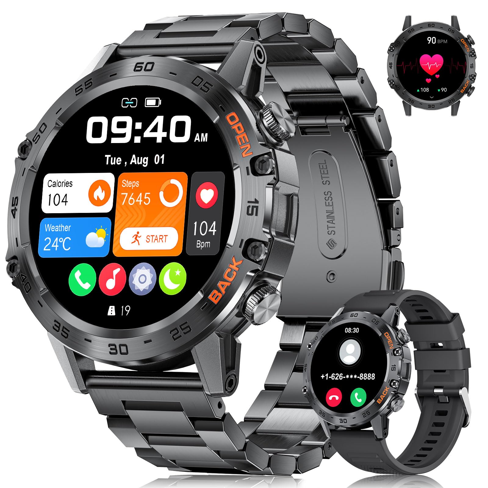 Relógio Inteligente Militar Smartwatch Foxbox Para Homens Com Frequência Cardíaca