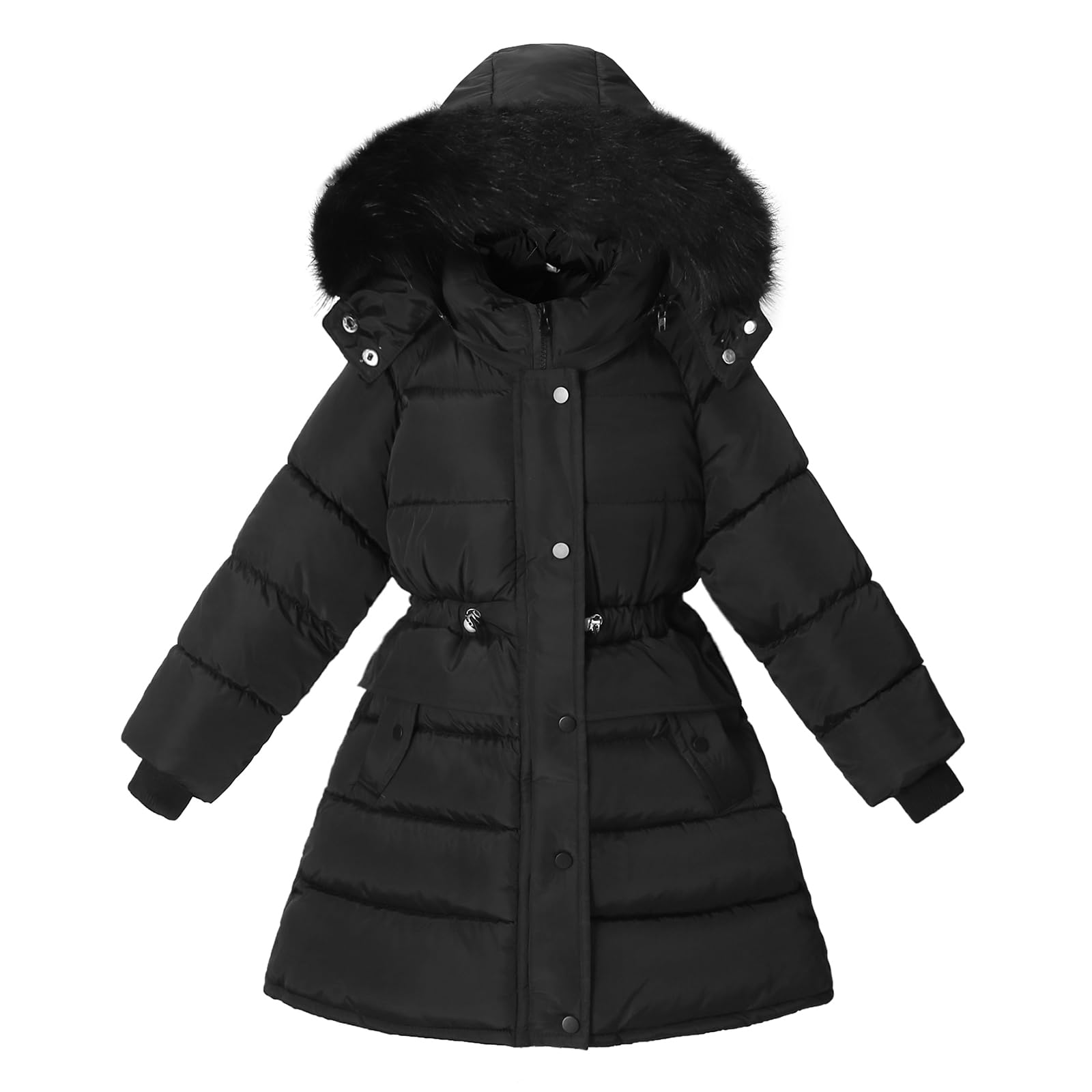 Jaqueta Puffer Podgina 4t Para Meninas Tamanho 5 Com Pele Sintética Preta
