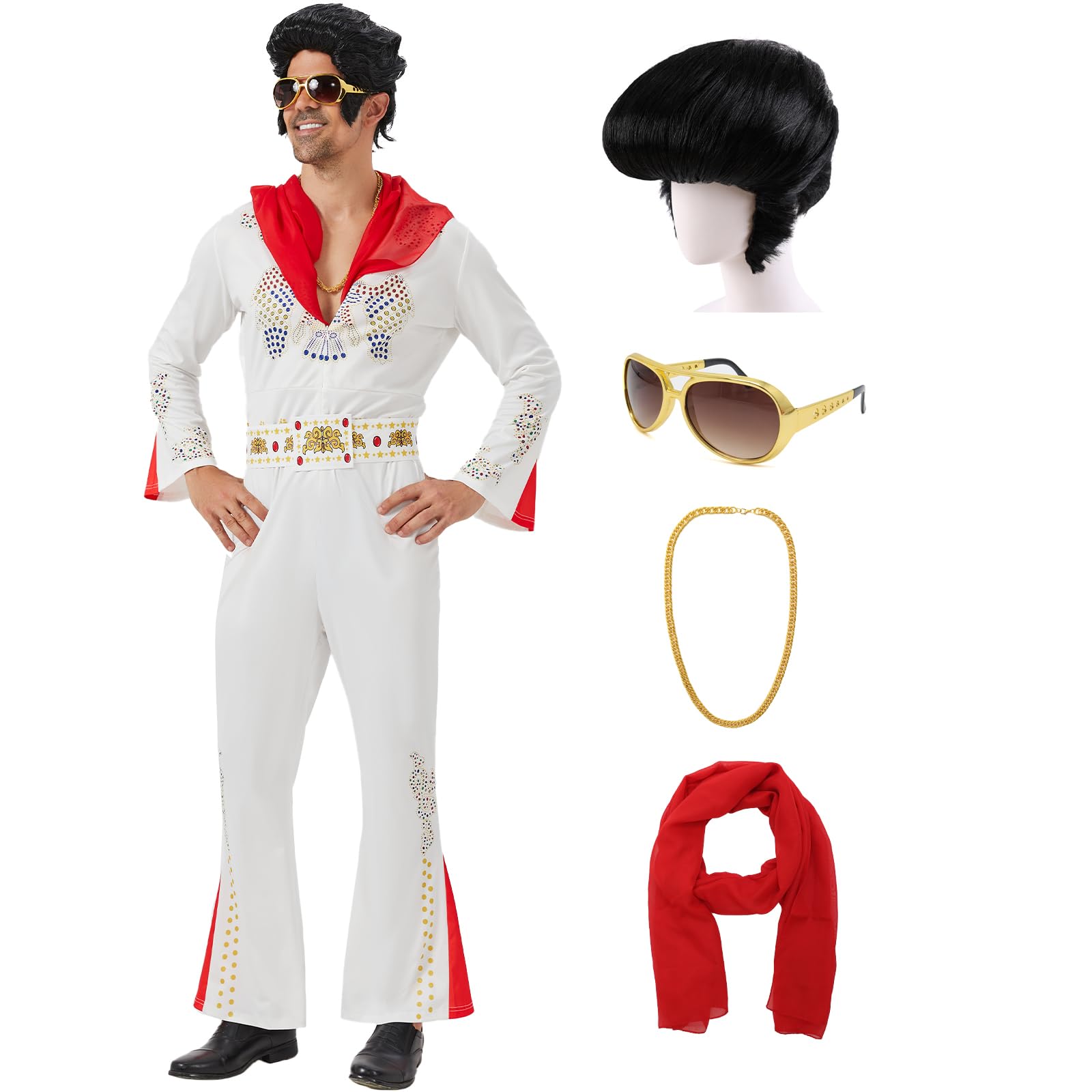 Costume Coseason 50s Rock Star Singer Halloween Para Homens