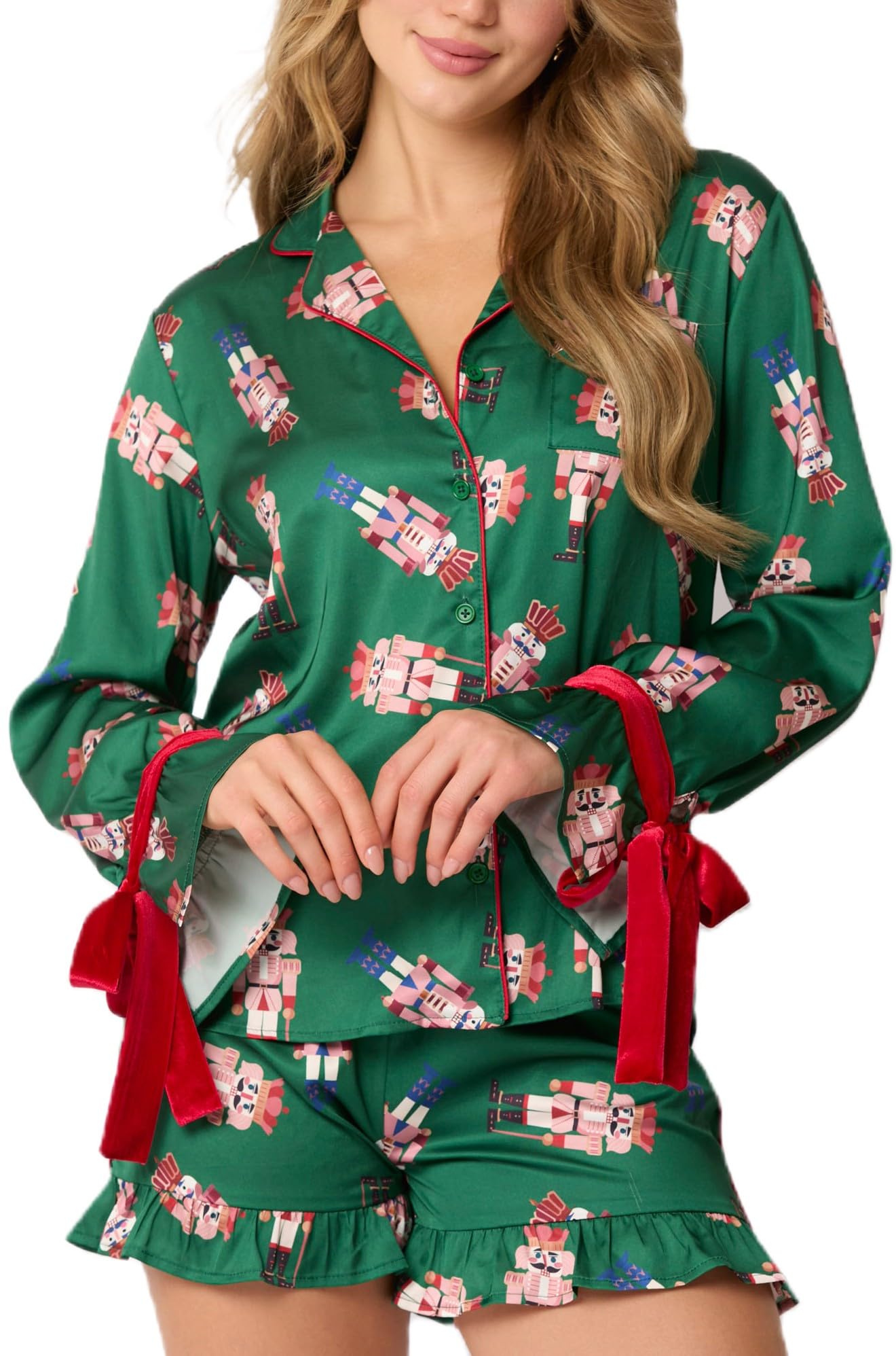 Pijama Feminino Yiulangde Quebra-nozes De Natal, Seda E Cetim