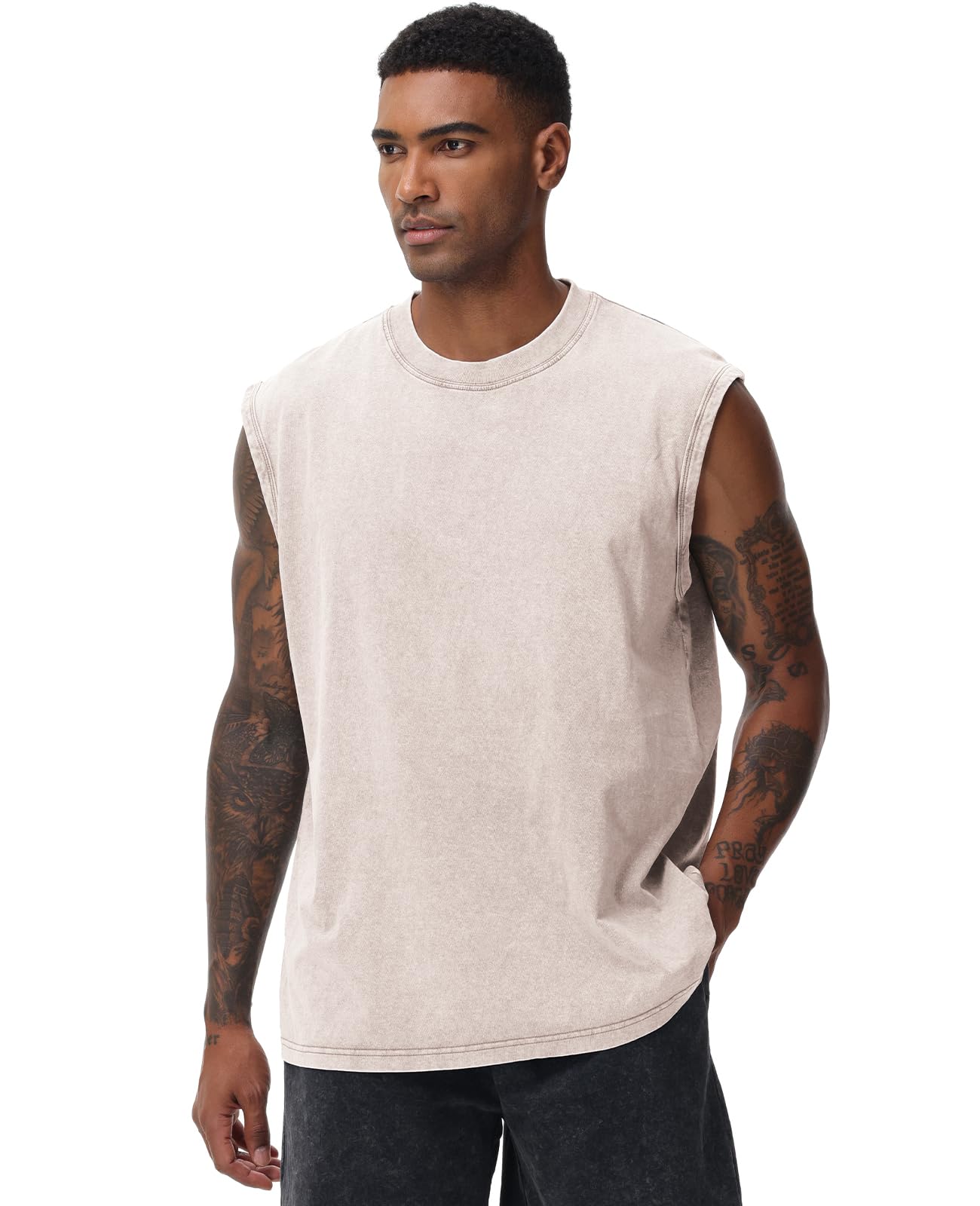 Camiseta Sem Mangas Masculina Snowelve, Camiseta De Treino, Marfim