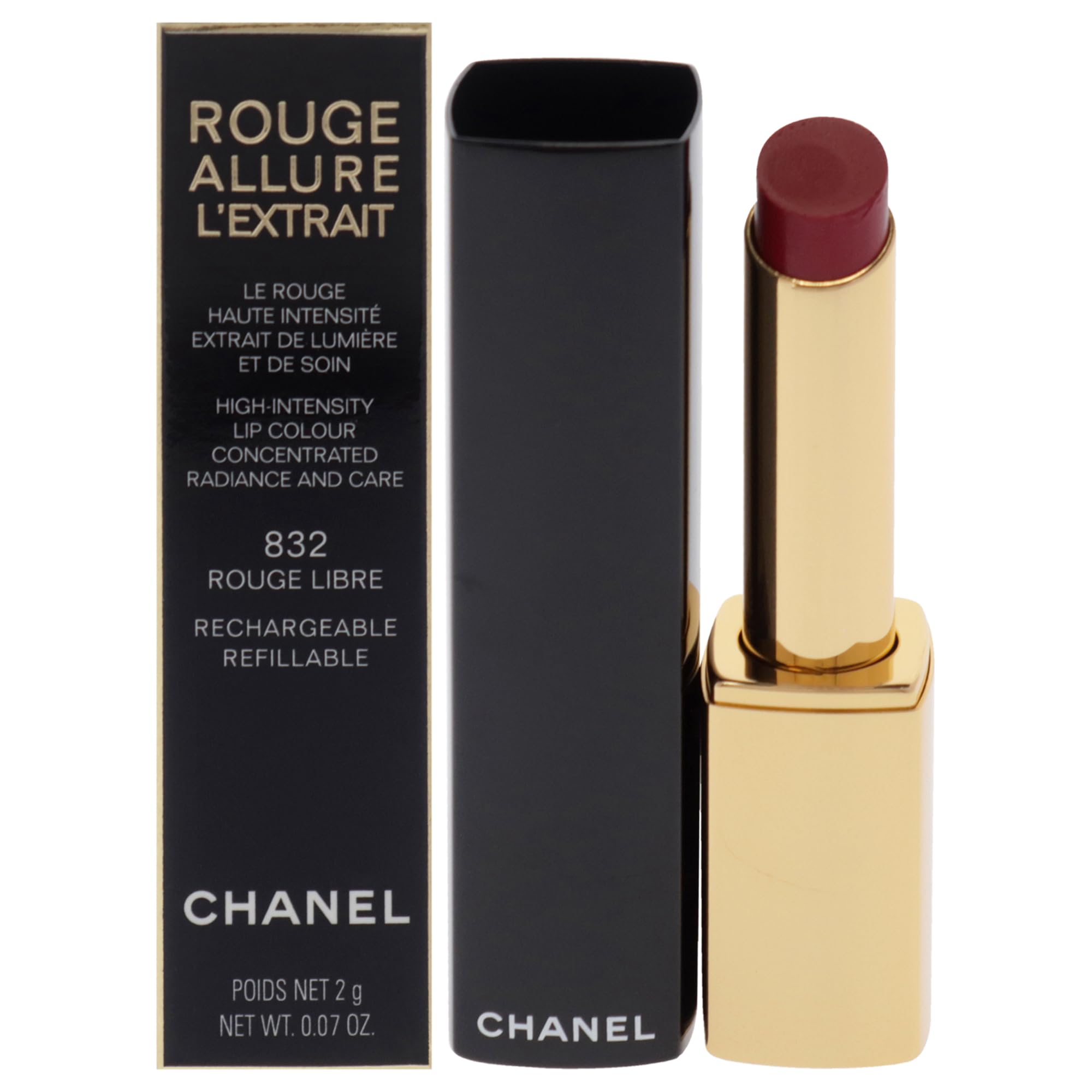 Batom Chanel Rouge Allure Lextrait 832 Rouge Libre 2ml