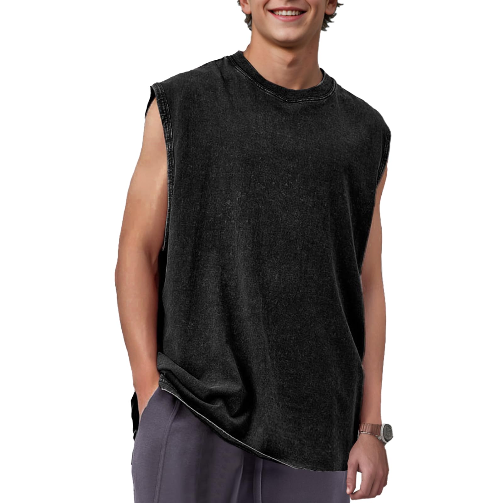 Camiseta Regata Masculina De Algodão Sem Mangas Keepshowing Preta Tamanho S