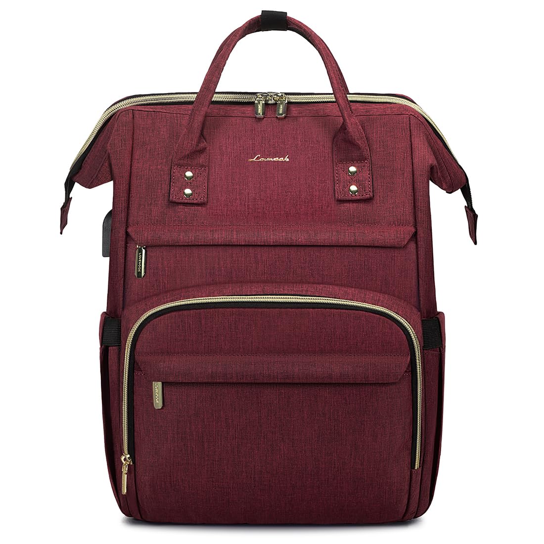 Mochila Para Laptop Lovevook Para Mulheres De 15,6" Impermeável, Vinho Tinto