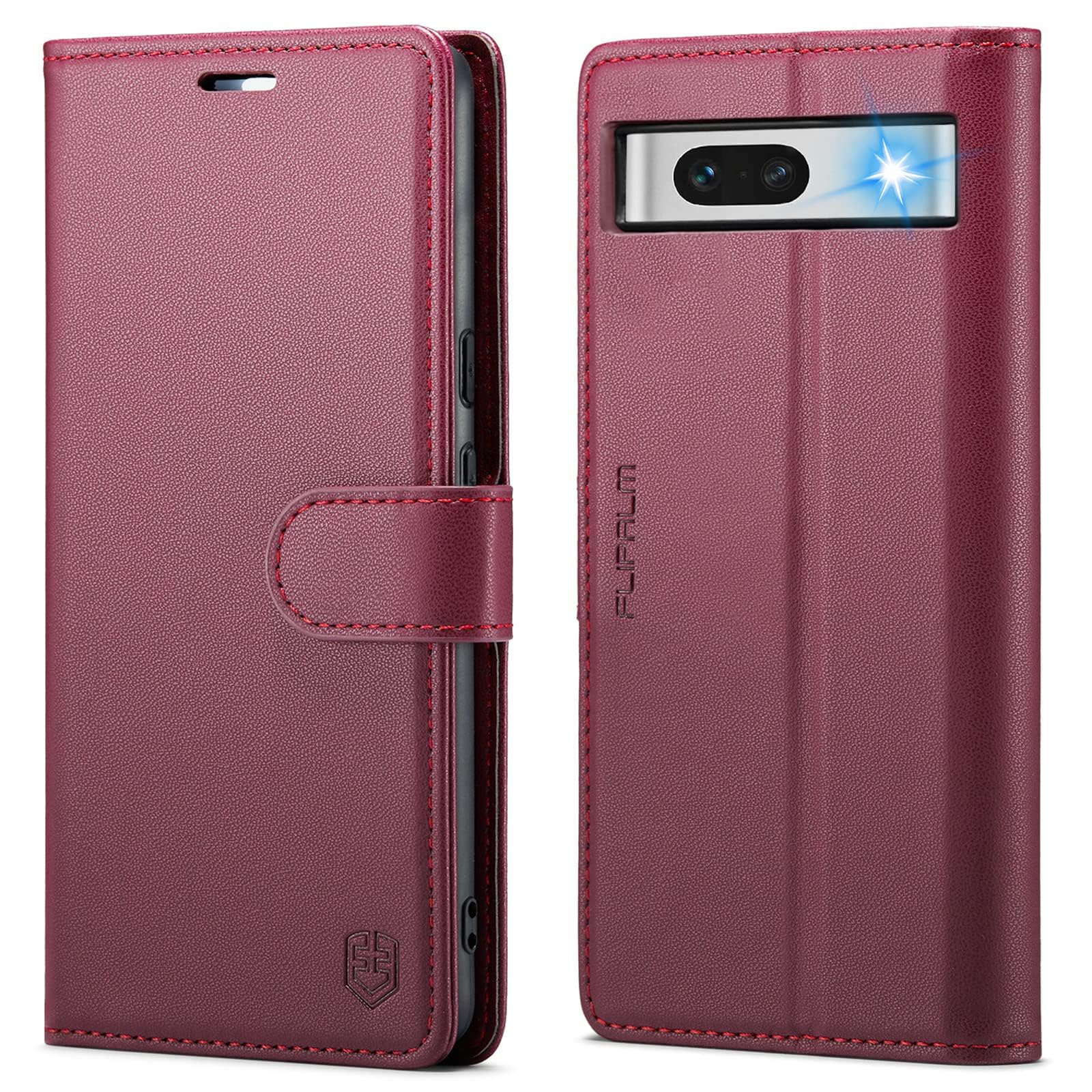 Capa De Celular Flipalm Wallet Com Rfid Para Google Pixel 8a Vermelha