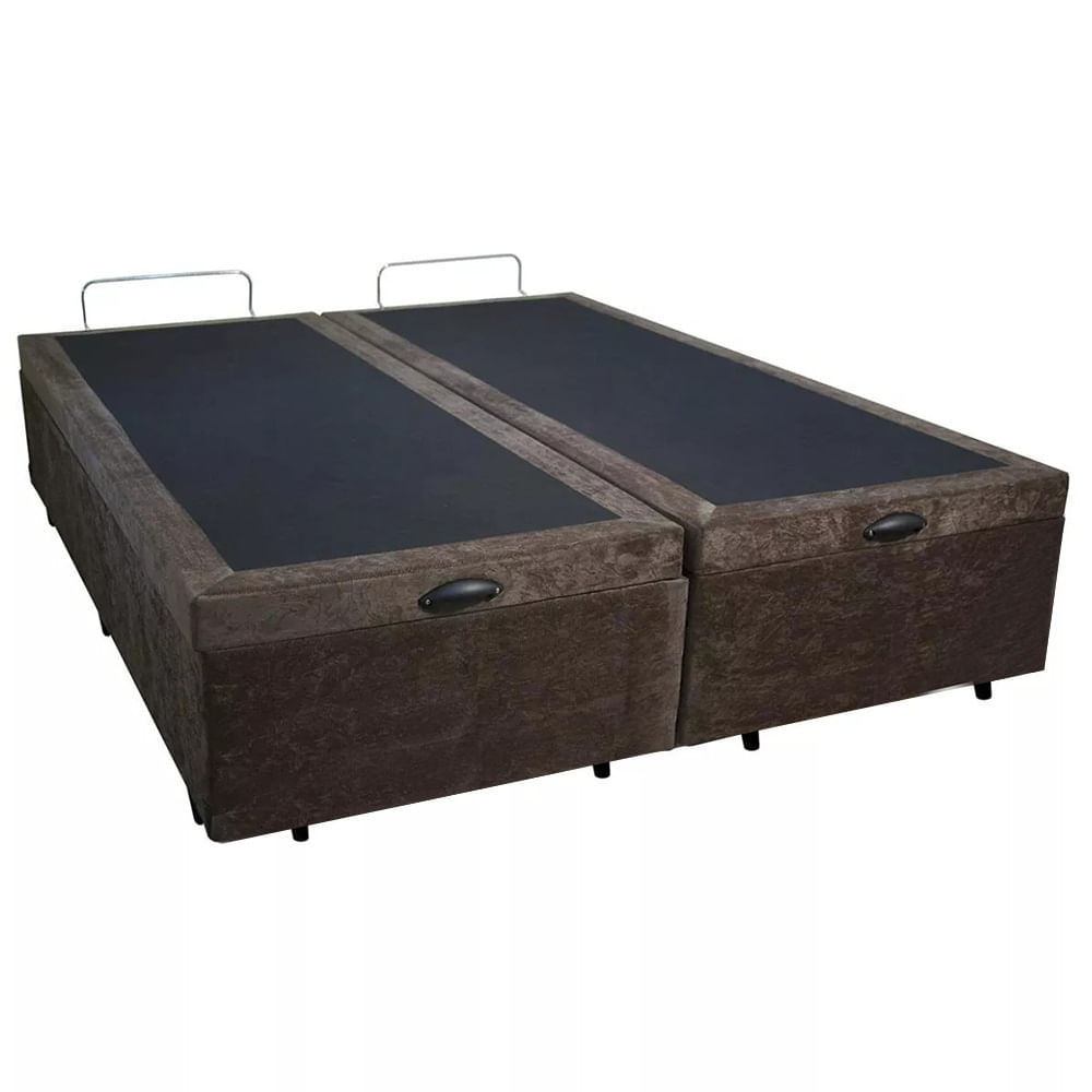 Cama Box Bau Bipartido Queen Suede Premium Santo Box Bipartido 47x158x198