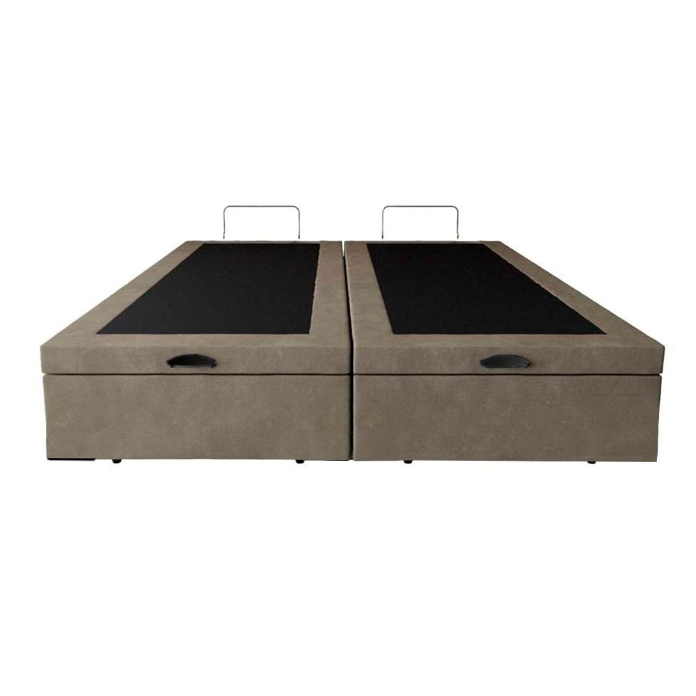 Cama Box Bau Bipartido Queen Suede Premium Santo Box Bipartido 47x158x198