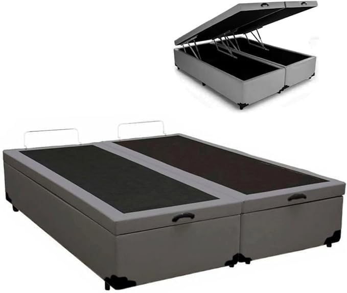 Cama Box Bau Bipartido King Suede Premium Santo Box Bipartido 47x192x203
