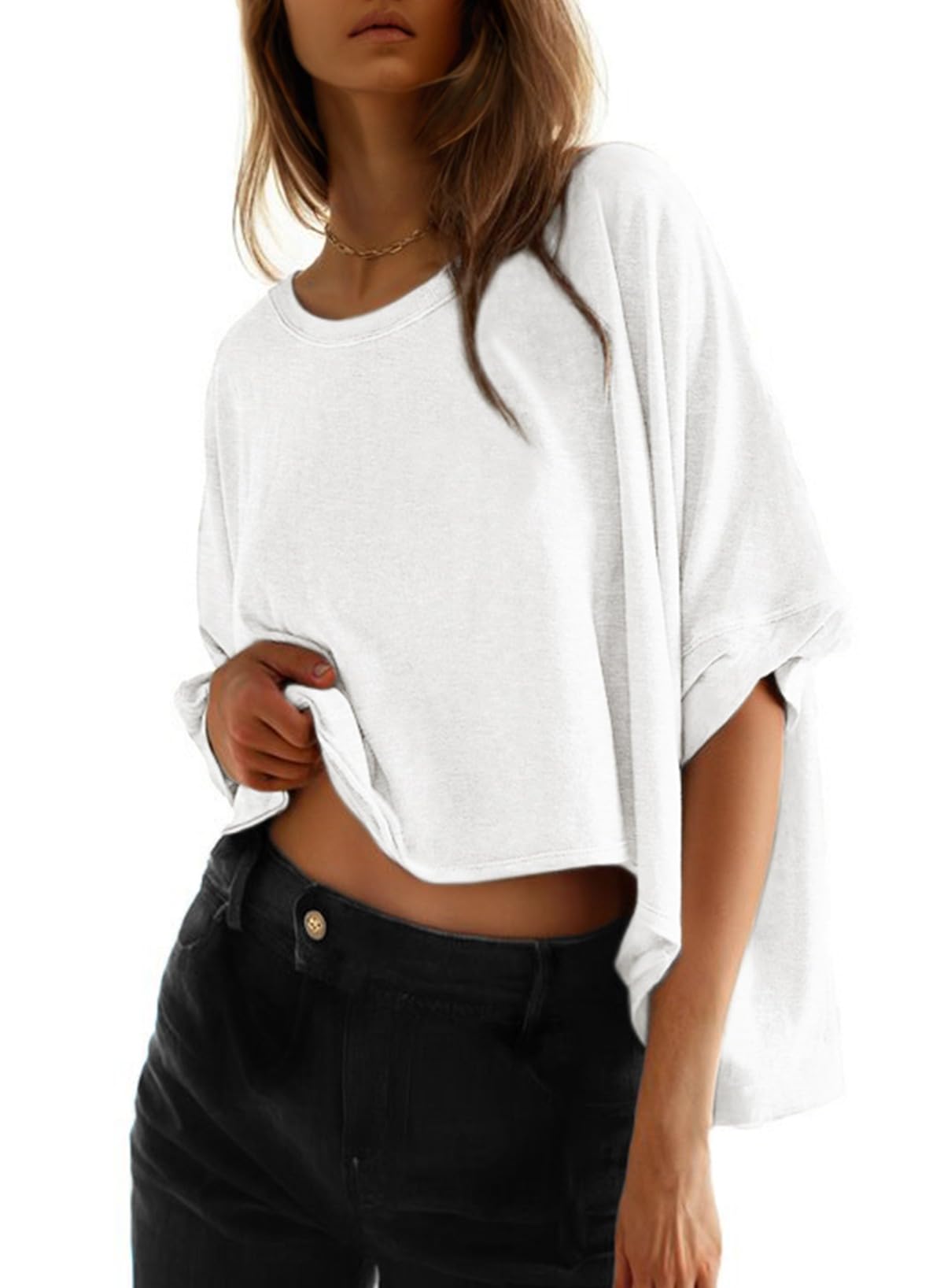 Blusas Dokotoo Summer Para Mulheres Plus Size Brancas De Manga Curta