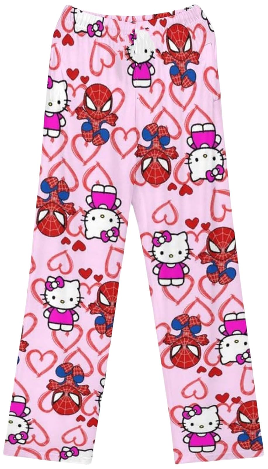 Calças De Pijama Kunsecsh Anime Cartoon Cute Cat Print Para Mulheres