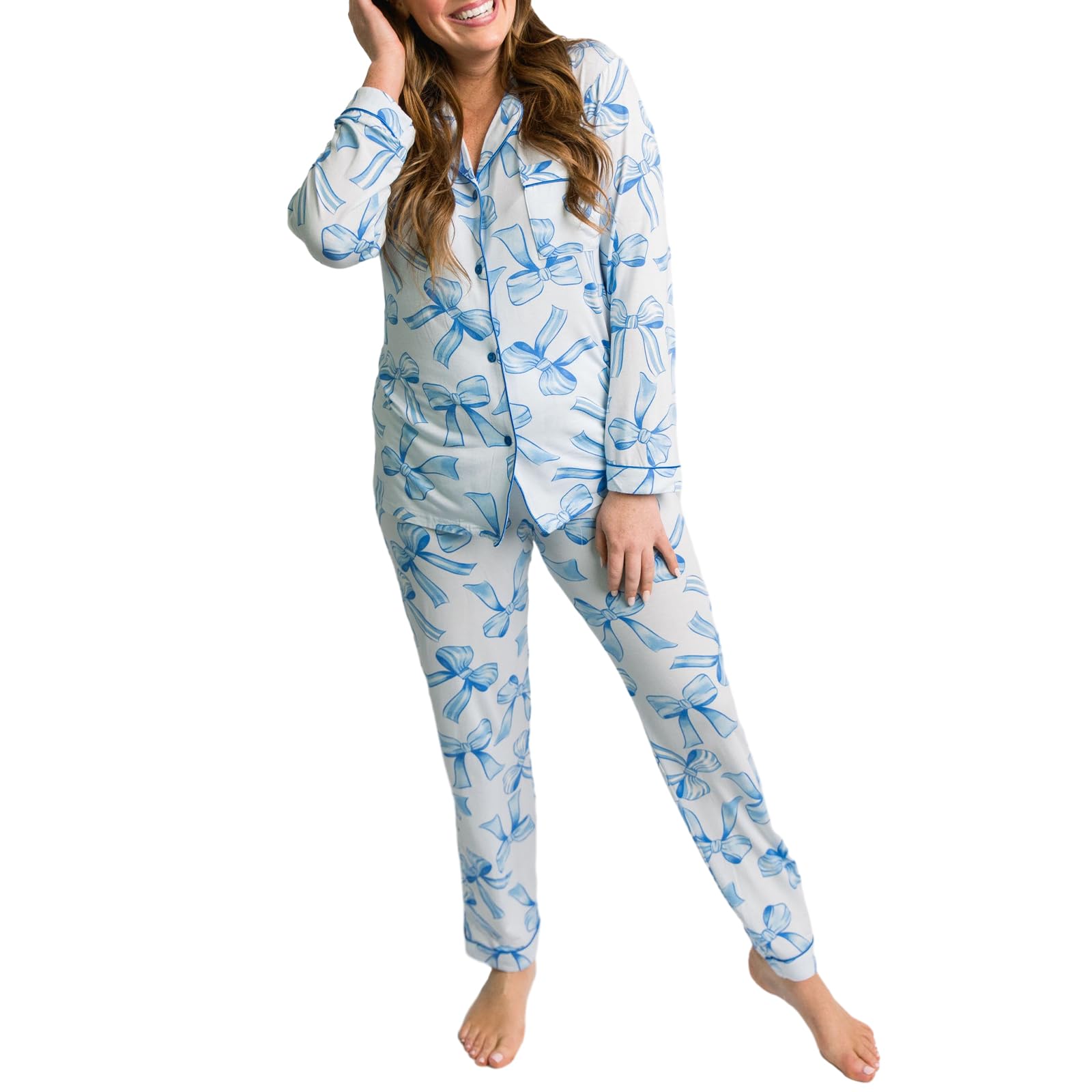 Conjunto De Pijama Feminino Sookabeila Com Estampa Y2k Lounge, Azul, Tamanho L