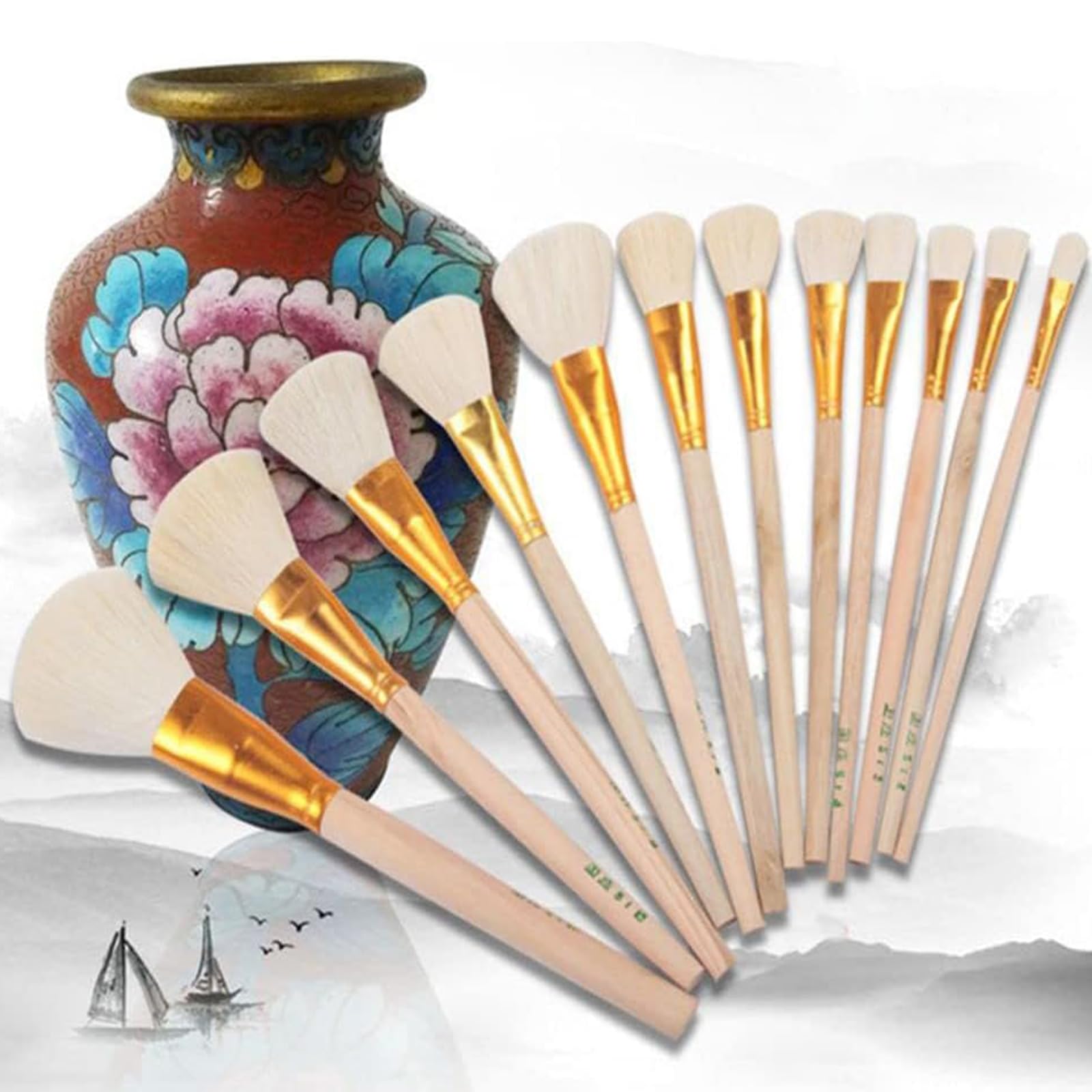 Conjunto De Pincéis Homesogood Pottery Art Wool, 12 Unidades Para Esmalte Cerâmico